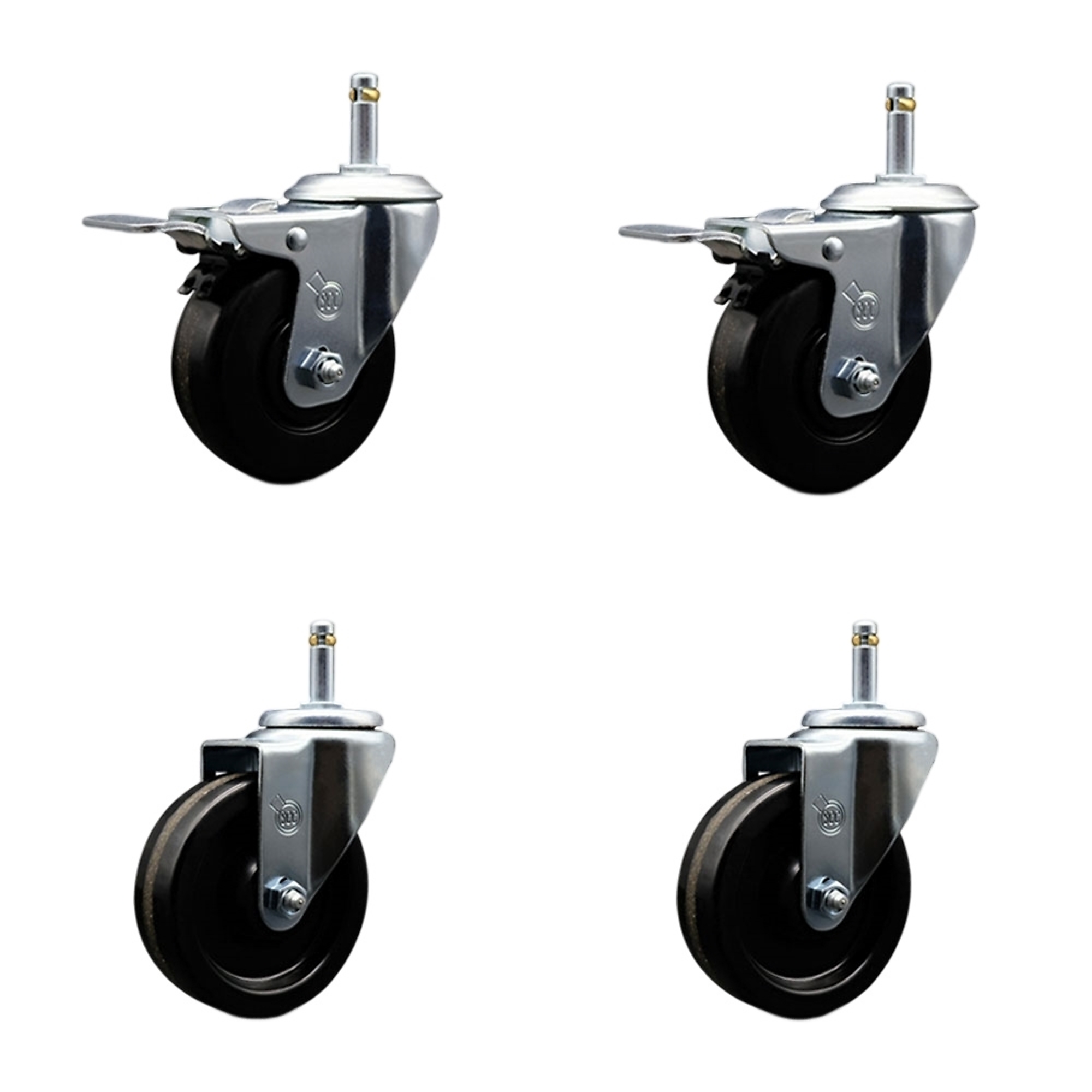 Service Caster, 4Inch x 1 1/4Inch Stem Casters, Wheel Diameter 4 in, Caster Type Swivel, Package (qty.) 4, Model SCC-GRTTL20S414-PHR-716138-2-S-2