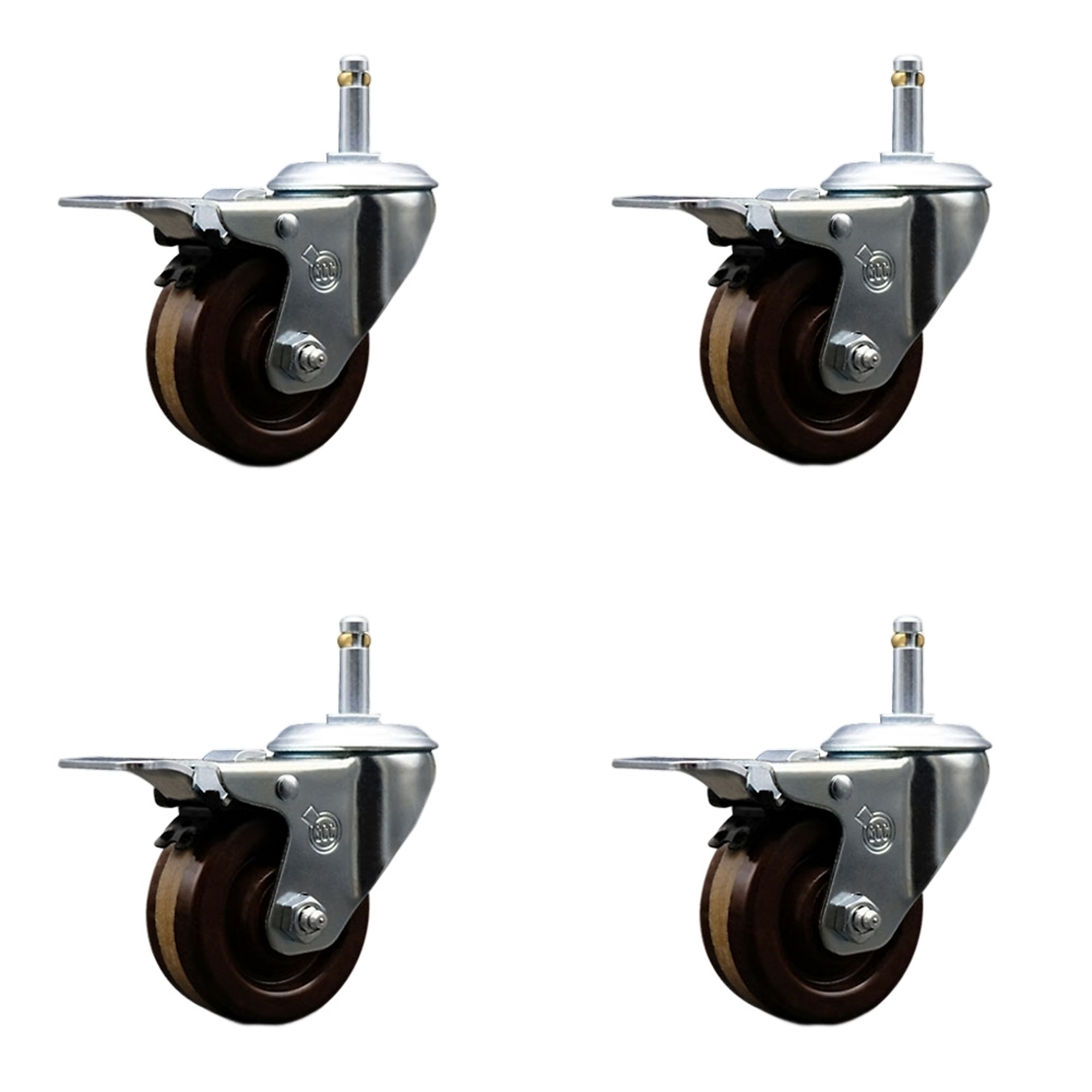 Service Caster, 4Inch x 1 1/4Inch Stem Casters, Wheel Diameter 4 in, Caster Type Swivel, Package (qty.) 4, Model SCC-GRTTL20S414-PHRHT-716138-4