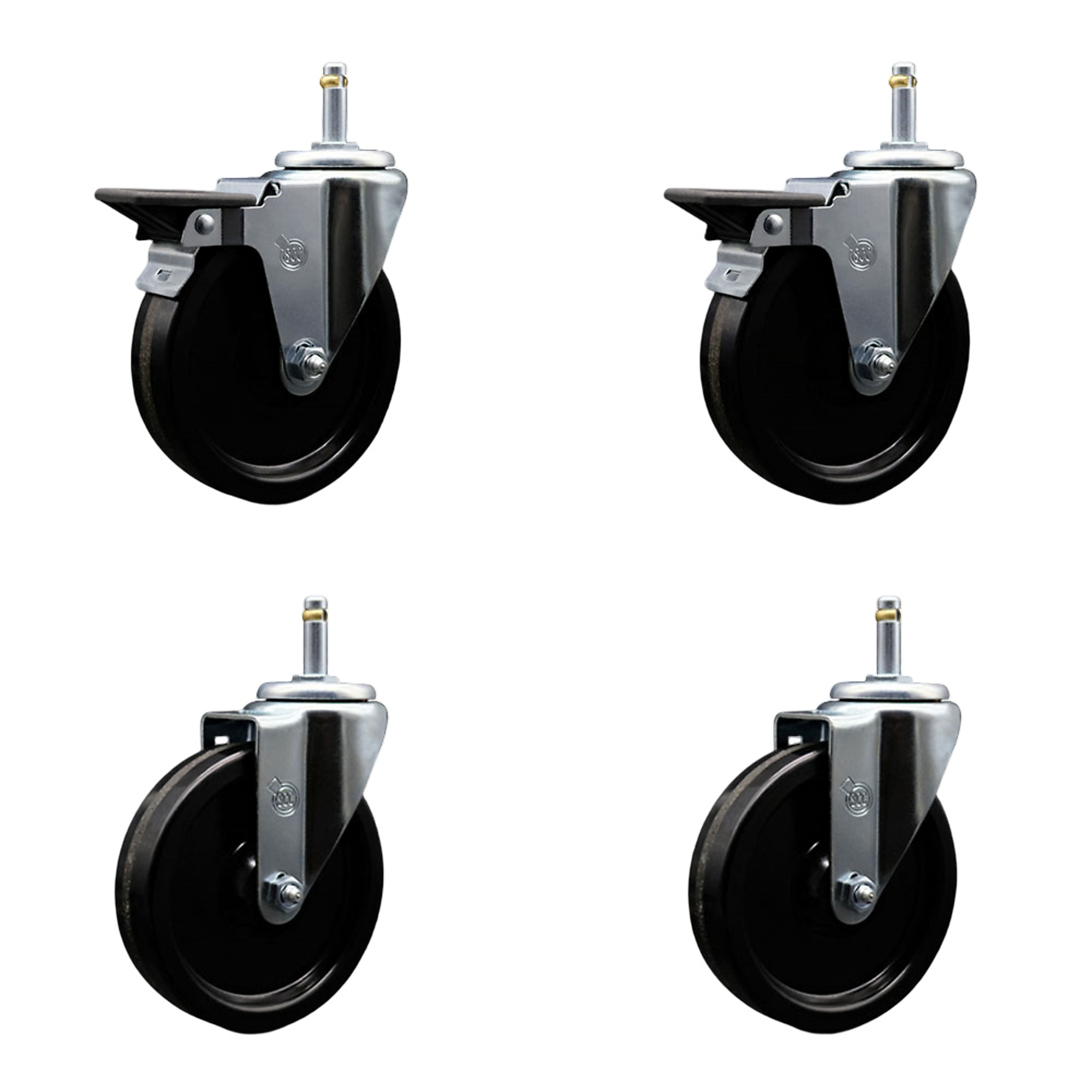 Service Caster, 5Inch x 1 1/4Inch Stem Casters, Wheel Diameter 5 in, Caster Type Swivel, Package (qty.) 4, Model SCC-GR20S514-PHR-PLB-716138-2-S-2