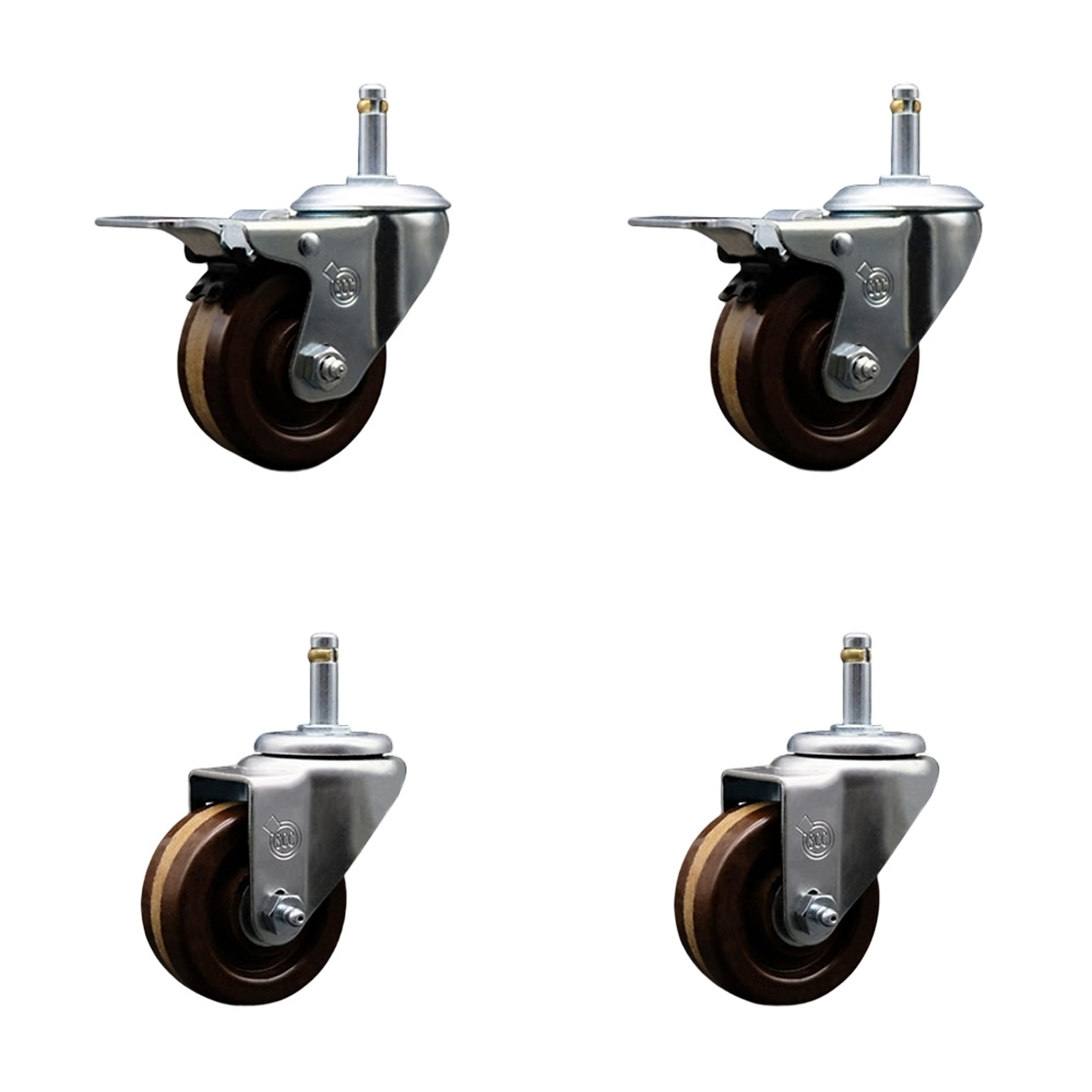 Service Caster, 3Inch x 1 1/4Inch Stem Casters, Wheel Diameter 3 in, Caster Type Swivel, Package (qty.) 4, Model SCC-GRTTL20S314-PHRHT-716138-2-S-2