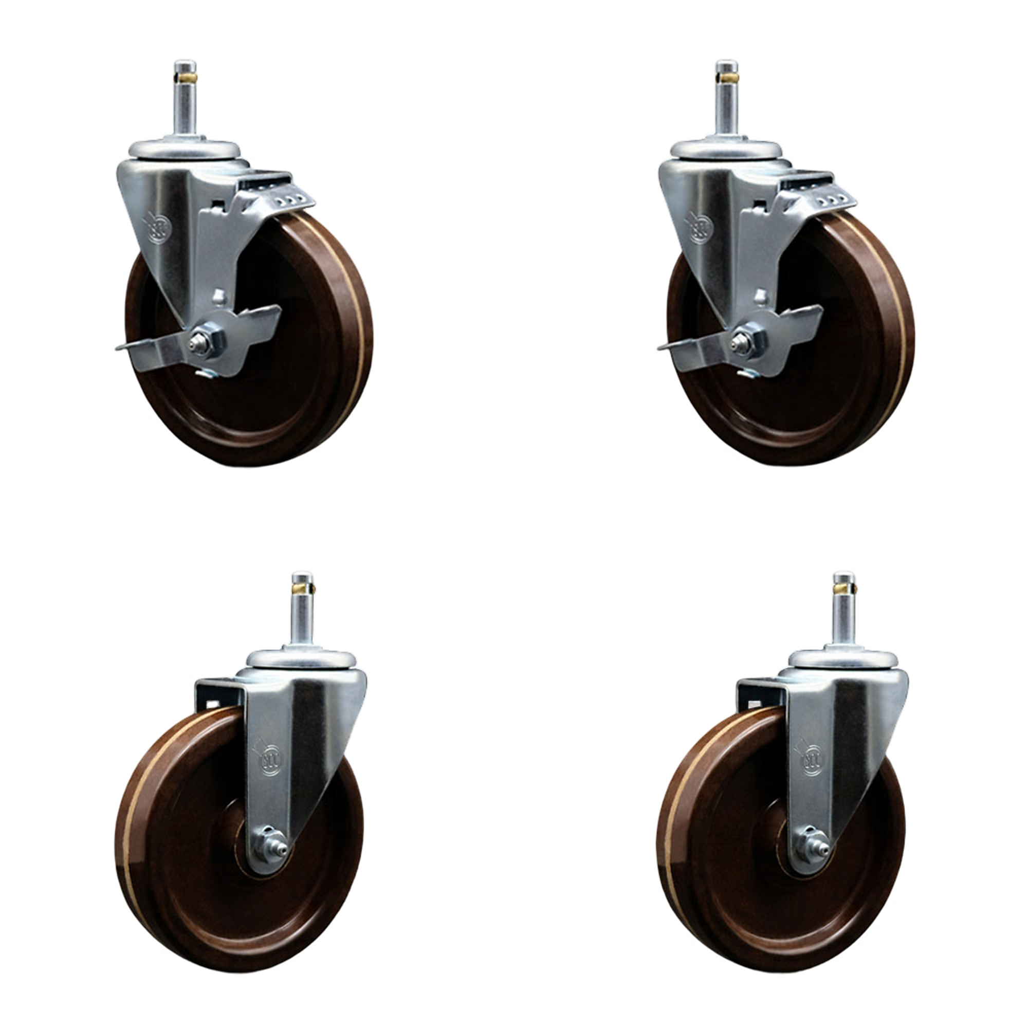 Service Caster, 5Inch x 1 1/4Inch Stem Casters, Wheel Diameter 5 in, Caster Type Swivel, Package (qty.) 4, Model SCC-GR20S514-PHRHT-716138-2-TLB-2