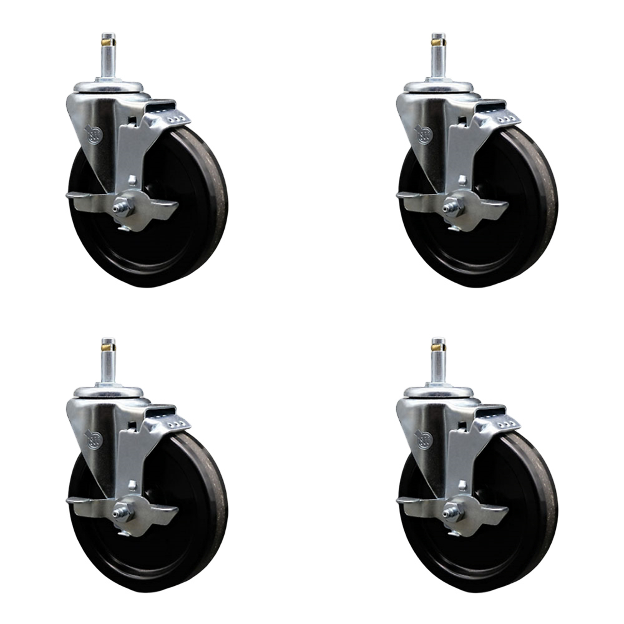 Service Caster, 5Inch x 1 1/4Inch Stem Casters, Wheel Diameter 5 in, Caster Type Swivel, Package (qty.) 4, Model SCC-GR20S514-PHR-TLB-716138-4