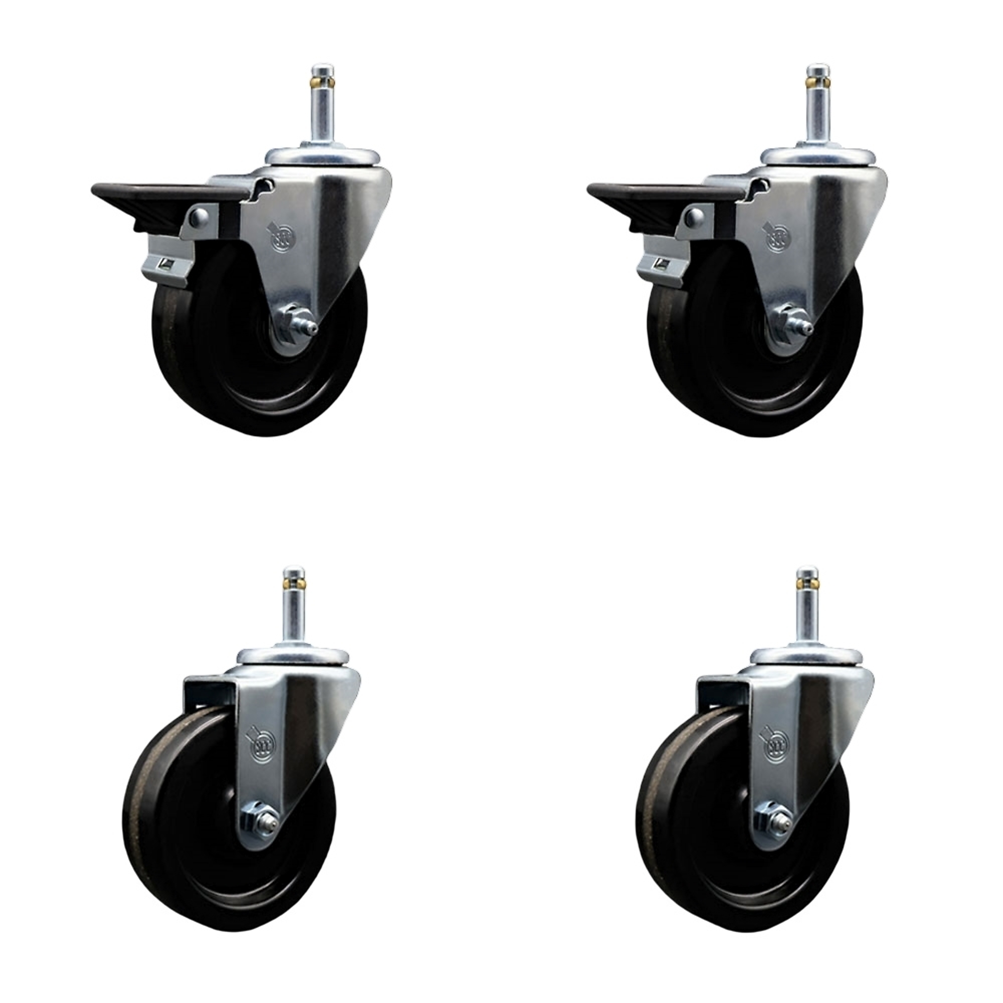 Service Caster, 4Inch x 1 1/4Inch Stem Casters, Wheel Diameter 4 in, Caster Type Swivel, Package (qty.) 4, Model SCC-GR20S414-PHR-PLB-716138-2-S-2