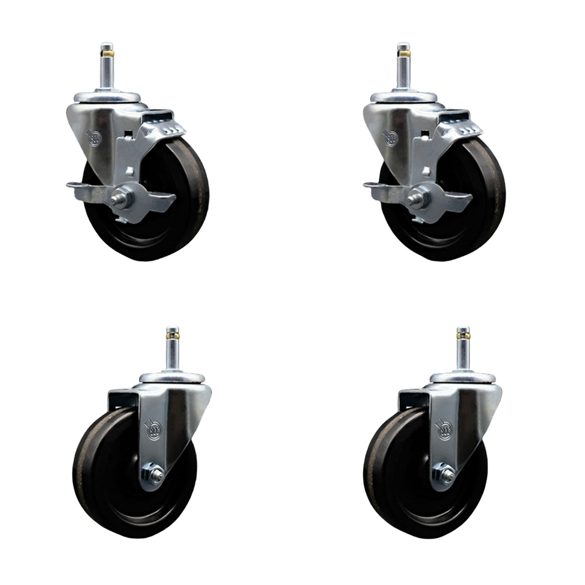 Service Caster, 4Inch x 1 1/4Inch Stem Casters, Wheel Diameter 4 in, Caster Type Swivel, Package (qty.) 4, Model SCC-GR20S414-PHR-TLB-716138-2-S-2