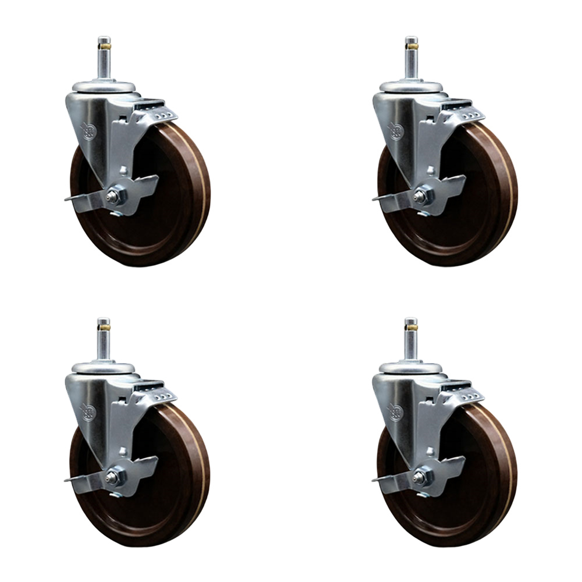 Service Caster, 5Inch x 1 1/4Inch Stem Casters, Wheel Diameter 5 in, Caster Type Swivel, Package (qty.) 4, Model SCC-GR20S514-PHRHT-TLB-716138-4