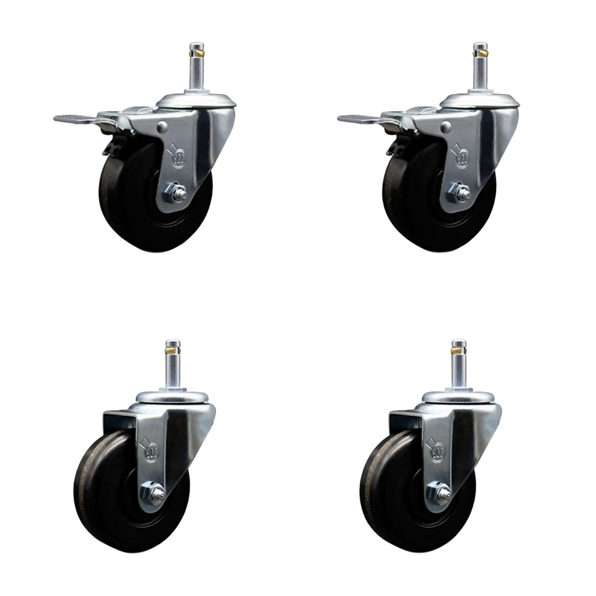 Service Caster, 3 1/2Inch x 1 1/4Inch Stem Casters, Wheel Diameter 3.5 in, Caster Type Swivel, Package (qty.) 4, Model SCC-GRTTL20S3514-PHS-716138-2-S