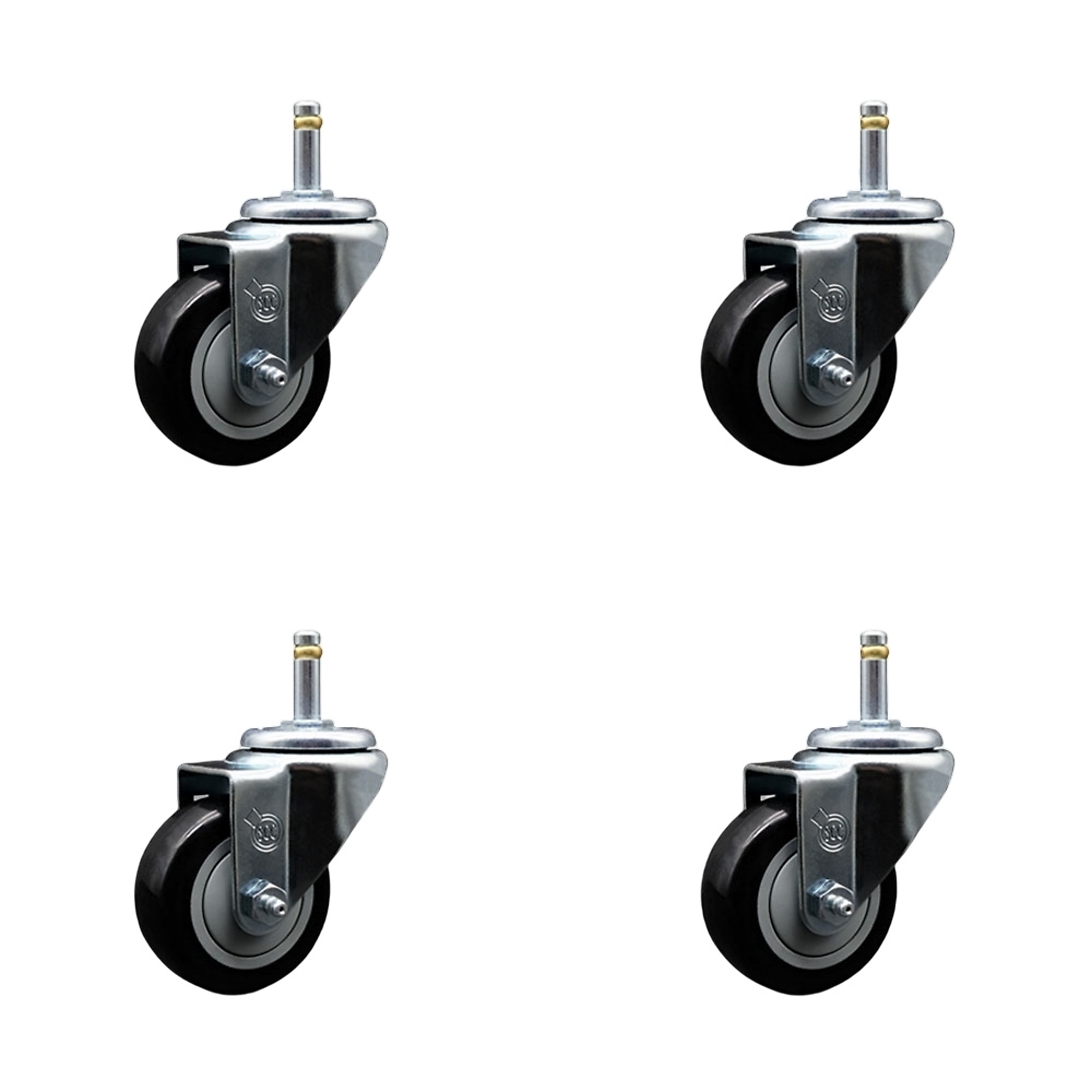 Service Caster, 3Inch x 1 1/4Inch Stem Casters, Wheel Diameter 3 in, Caster Type Swivel, Package (qty.) 4, Model SCC-GR20S314-PPUB-BLK-716138-4