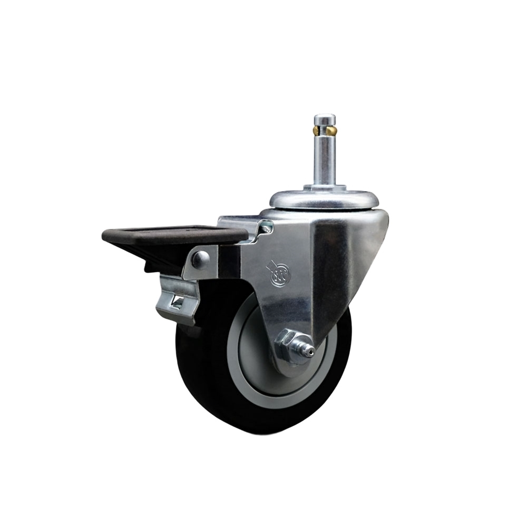 Service Caster, 3 1/2Inch x 1 1/4Inch Stem Caster, Wheel Diameter 3.5 in, Caster Type Swivel, Package (qty.) 1, Model SCC-GR20S3514-PPUB-BLK-PLB-