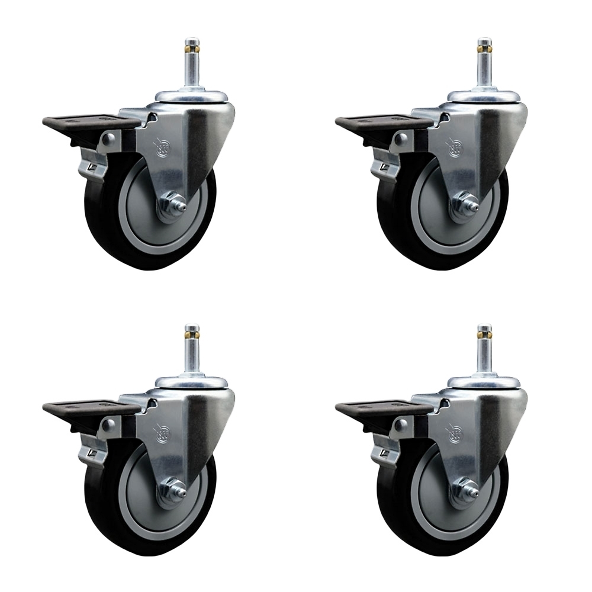 Service Caster, 4Inch x 1 1/4Inch Stem Casters, Wheel Diameter 4 in, Caster Type Swivel, Package (qty.) 4, Model SCC-GR20S414-PPUB-BLK-PLB-716138-4