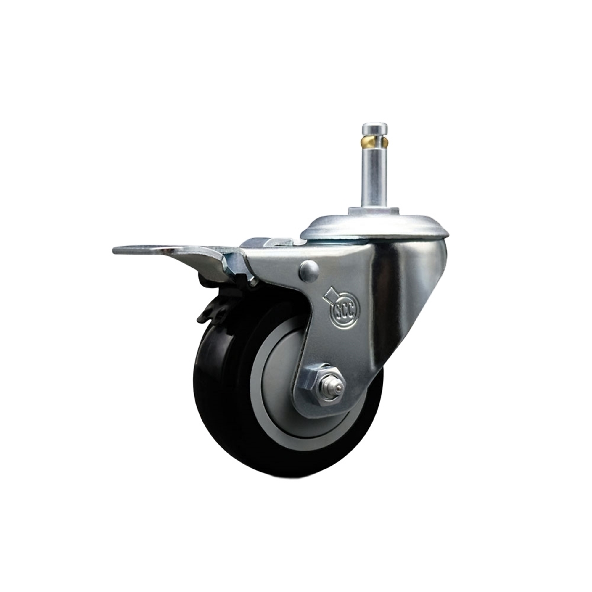 Service Caster, 3Inch x 1 1/4Inch Stem Caster, Wheel Diameter 3 in, Caster Type Swivel, Package (qty.) 1, Model SCC-GRTTL20S314-PPUB-BLK-716138