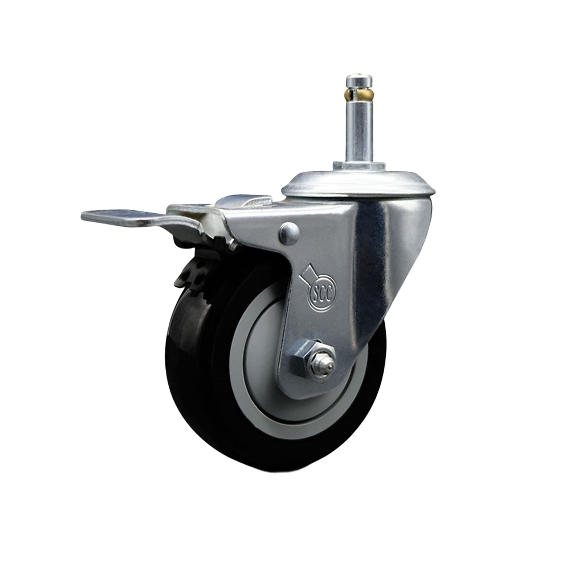 Service Caster, 4Inch x 1 1/4Inch Stem Caster, Wheel Diameter 4 in, Caster Type Swivel, Package (qty.) 1, Model SCC-GRTTL20S414-PPUB-BLK-716138