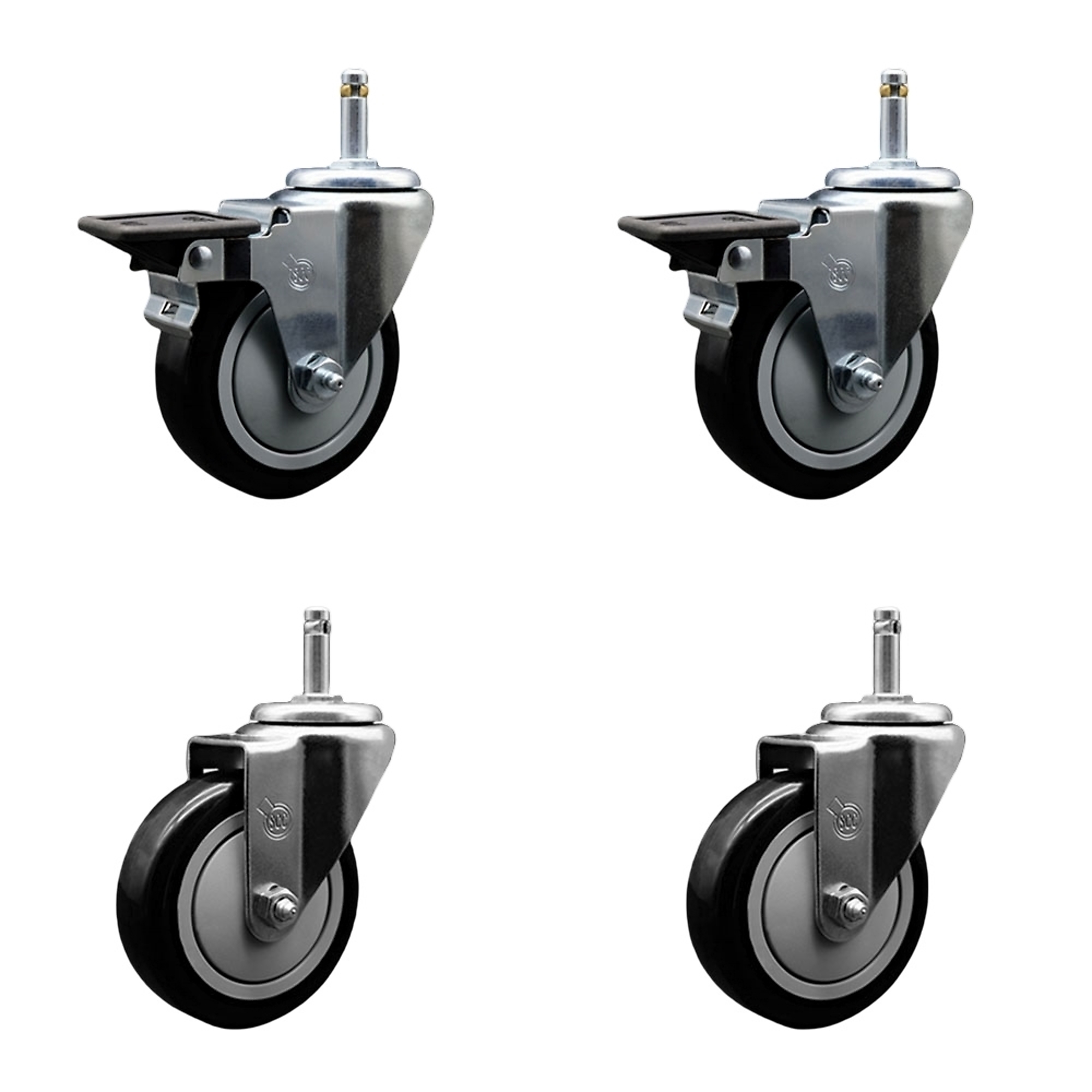 Service Caster, 4Inch x 1 1/4Inch Stem Casters, Wheel Diameter 4 in, Caster Type Swivel, Package (qty.) 4, Model SCC-GR20S414-PPUB-BLK-PLB-716138-2S2