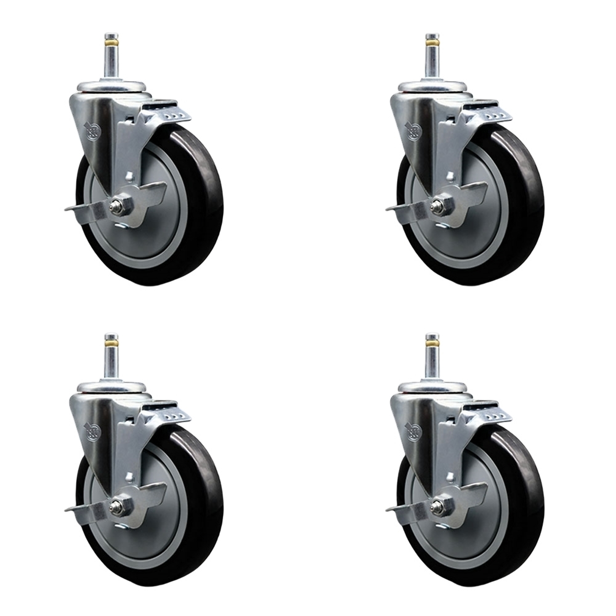 Service Caster, 5Inch x 1 1/4Inch Stem Casters, Wheel Diameter 5 in, Caster Type Swivel, Package (qty.) 4, Model SCC-GR20S514-PPUB-BLK-TLB-716138-4