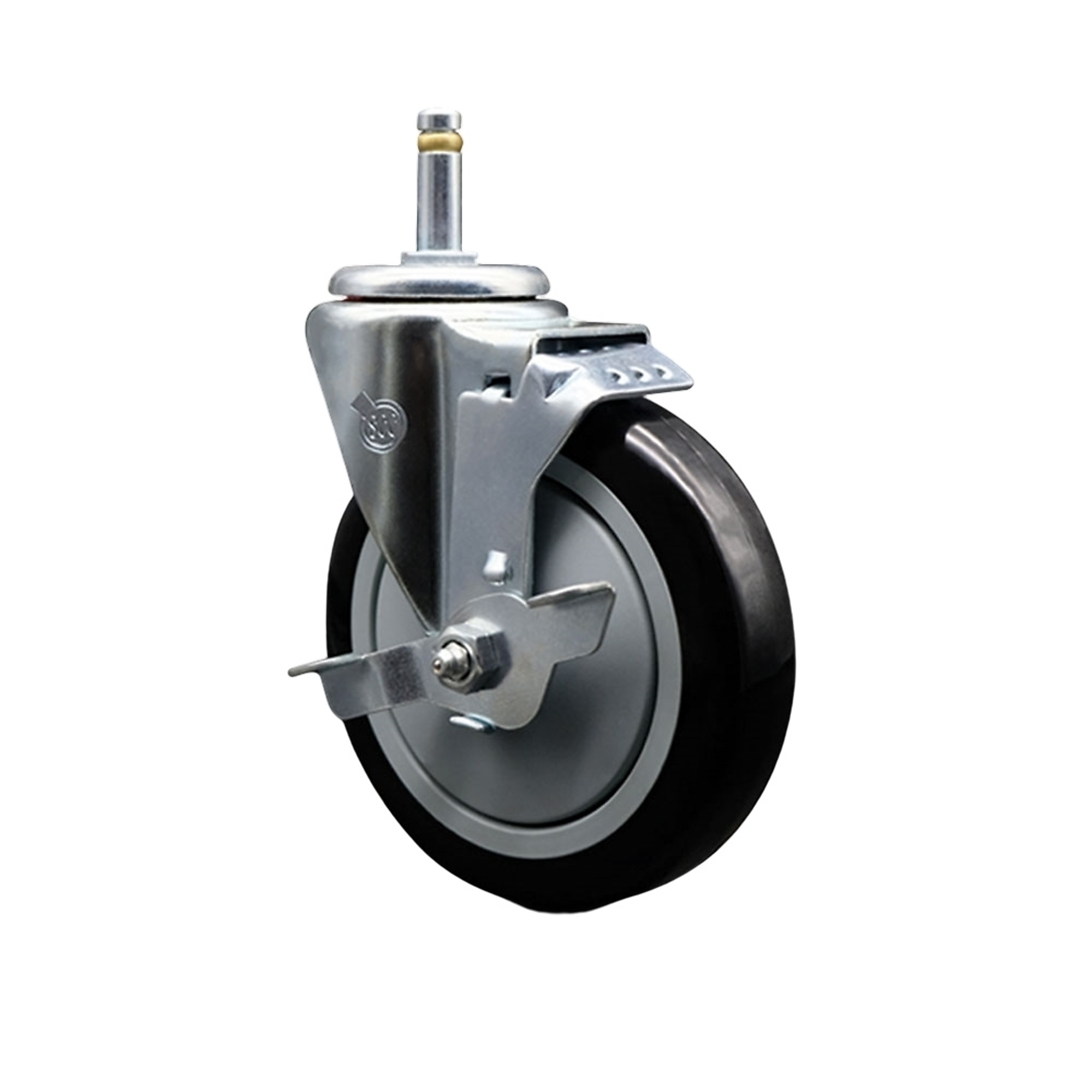 Service Caster, 5Inch x 1 1/4Inch Stem Caster, Wheel Diameter 5 in, Caster Type Swivel, Package (qty.) 1, Model SCC-GR20S514-PPUB-BLK-TLB-716138