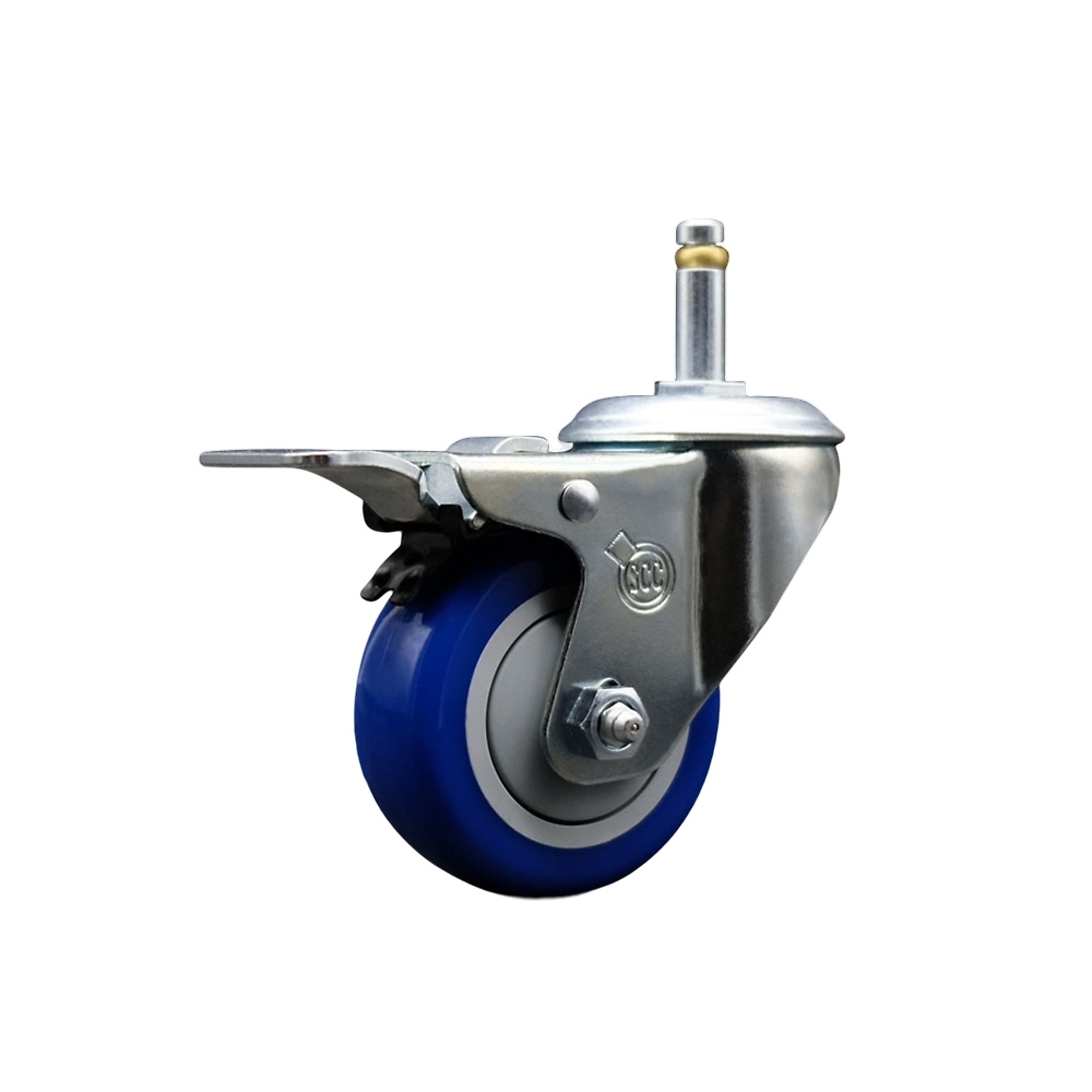 Service Caster, 3Inch x 1 1/4Inch Stem Caster, Wheel Diameter 3 in, Caster Type Swivel, Package (qty.) 1, Model SCC-GRTTL20S314-PPUB-BLUE-716138