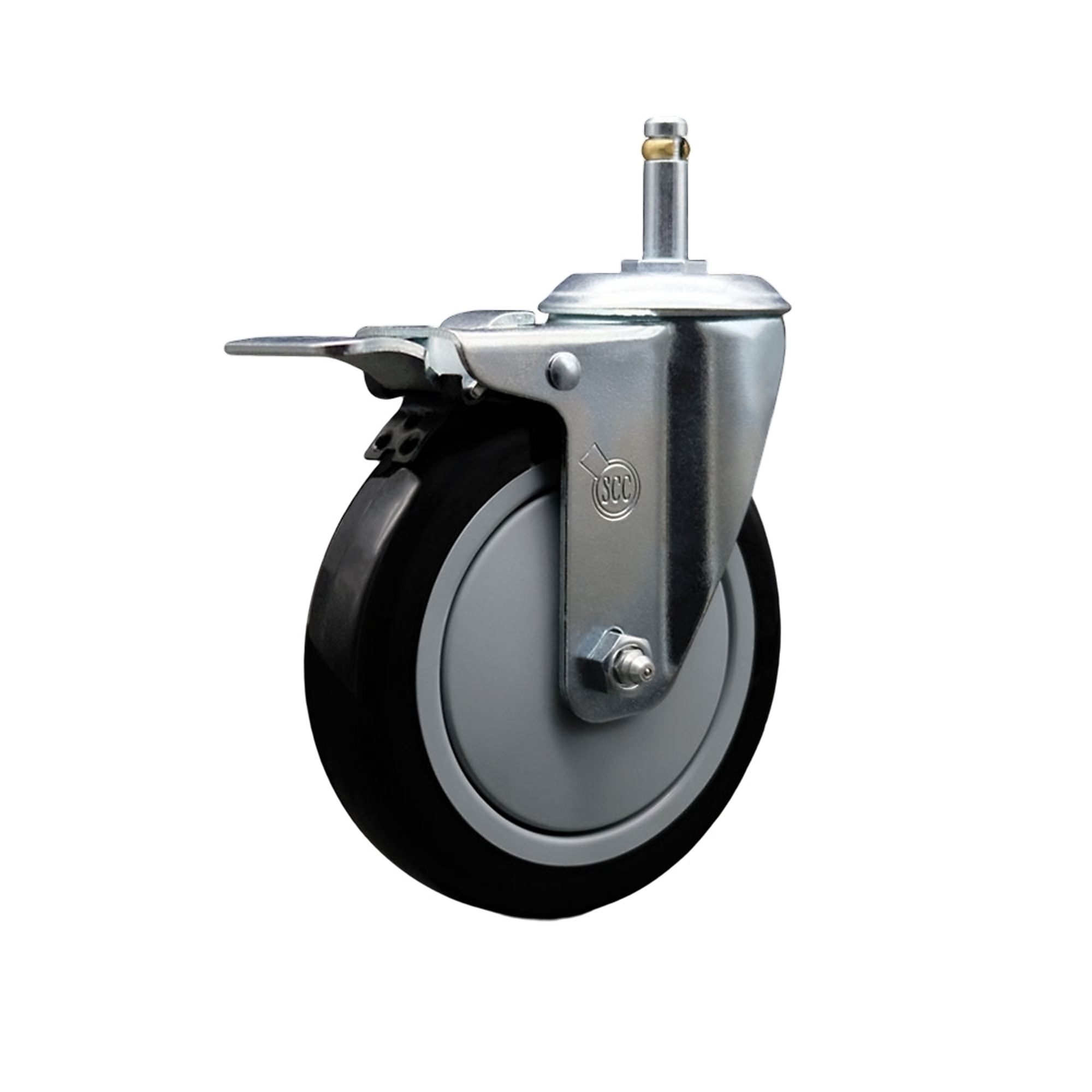 Service Caster, 5Inch x 1 1/4Inch Stem Caster, Wheel Diameter 5 in, Caster Type Swivel, Package (qty.) 1, Model SCC-GRTTL20S514-PPUB-BLK-716138