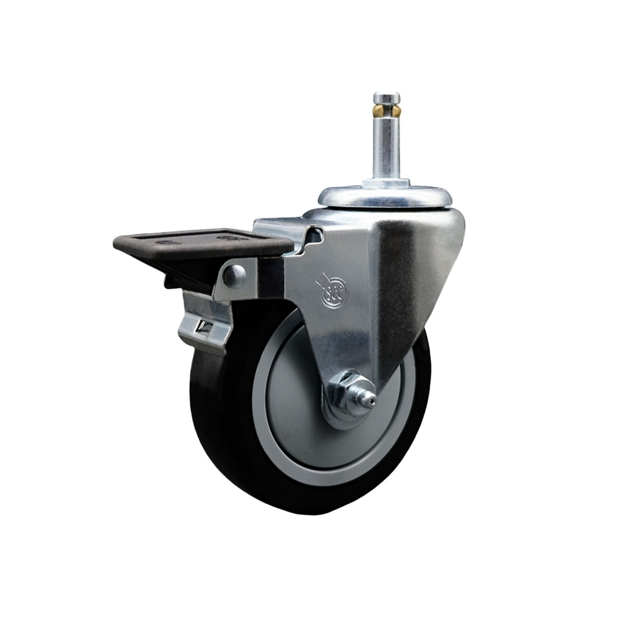 Service Caster, 4Inch x 1 1/4Inch Stem Caster, Wheel Diameter 4 in, Caster Type Swivel, Package (qty.) 1, Model SCC-GR20S414-PPUB-BLK-PLB-716138