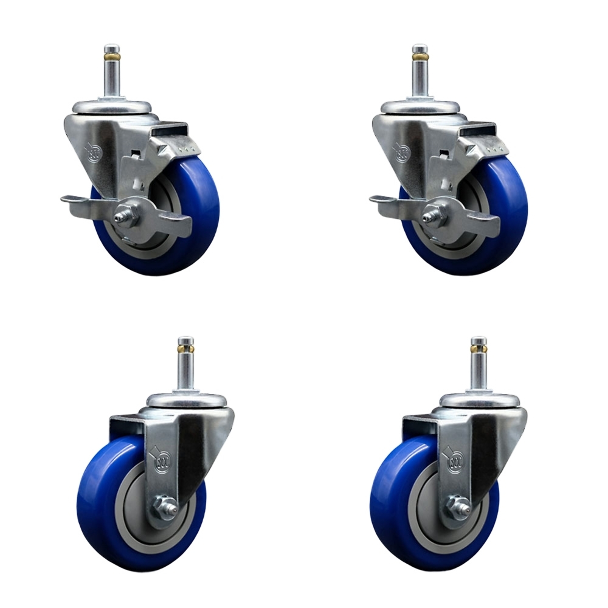 Service Caster, 3 1/2Inch x 1 1/4Inch Stem Casters, Wheel Diameter 3.5 in, Caster Type Swivel, Package (qty.) 4, Model GR20S3514-PPUB-BLUE-TLB-716138-