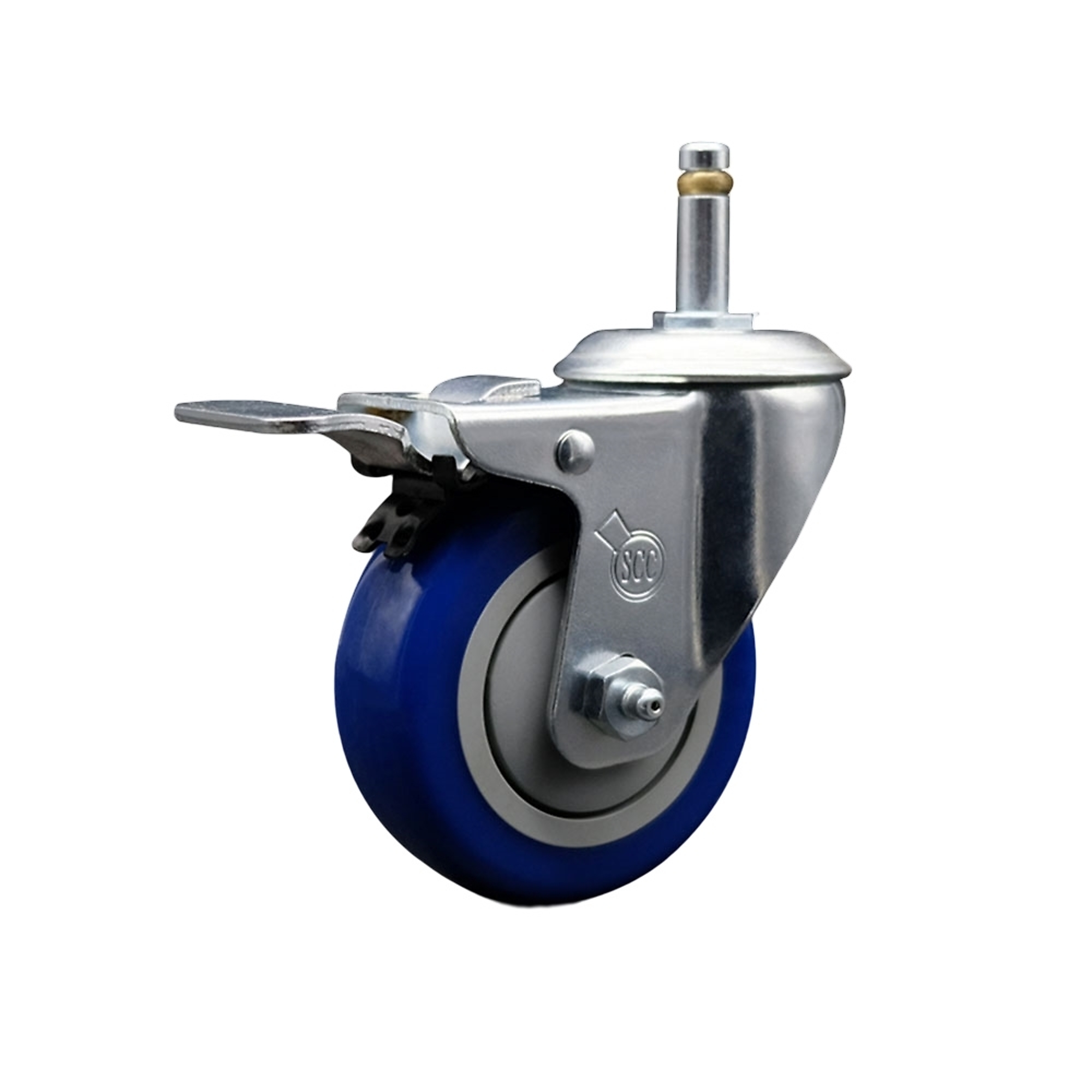 Service Caster, 4Inch x 1 1/4Inch Stem Caster, Wheel Diameter 4 in, Caster Type Swivel, Package (qty.) 1, Model SCC-GRTTL20S414-PPUB-BLUE-716138