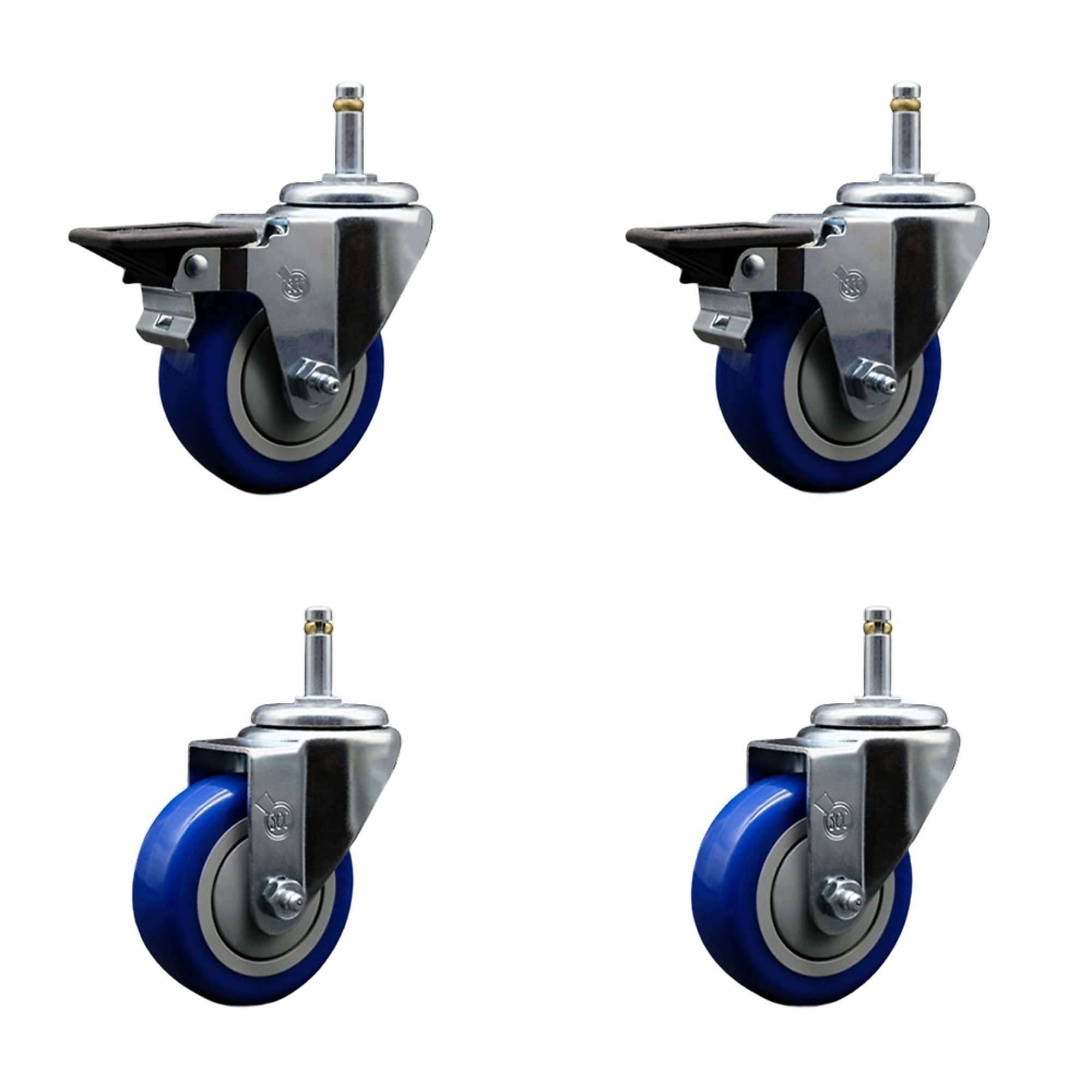 Service Caster, 3 1/2Inch x 1 1/4Inch Stem Casters, Wheel Diameter 3.5 in, Caster Type Swivel, Package (qty.) 4, Model GR20S3514-PPUB-BLUE-PLB-716138-