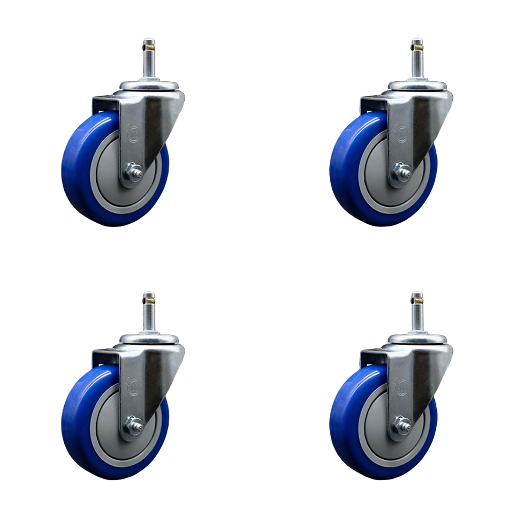 Service Caster, 4Inch x 1 1/4Inch Stem Casters, Wheel Diameter 4 in, Caster Type Swivel, Package (qty.) 4, Model SCC-GR20S414-PPUB-BLUE-716138-4