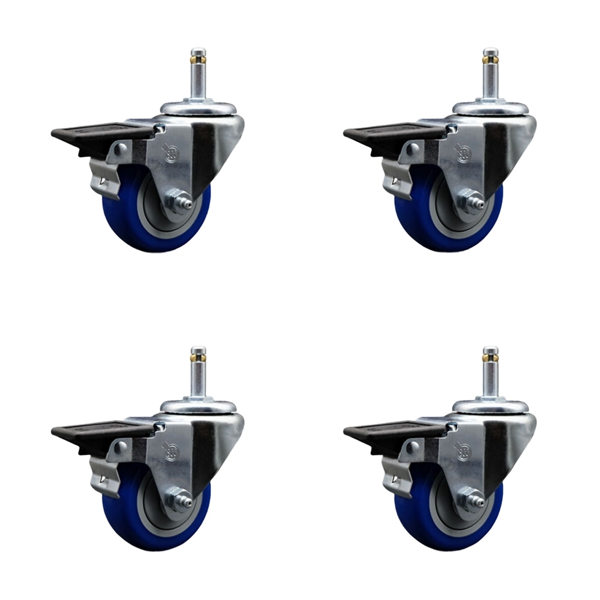 Service Caster, 3Inch x 1 1/4Inch Stem Casters, Wheel Diameter 3 in, Caster Type Swivel, Package (qty.) 4, Model SCC-GR20S314-PPUB-BLUE-PLB-716138-4