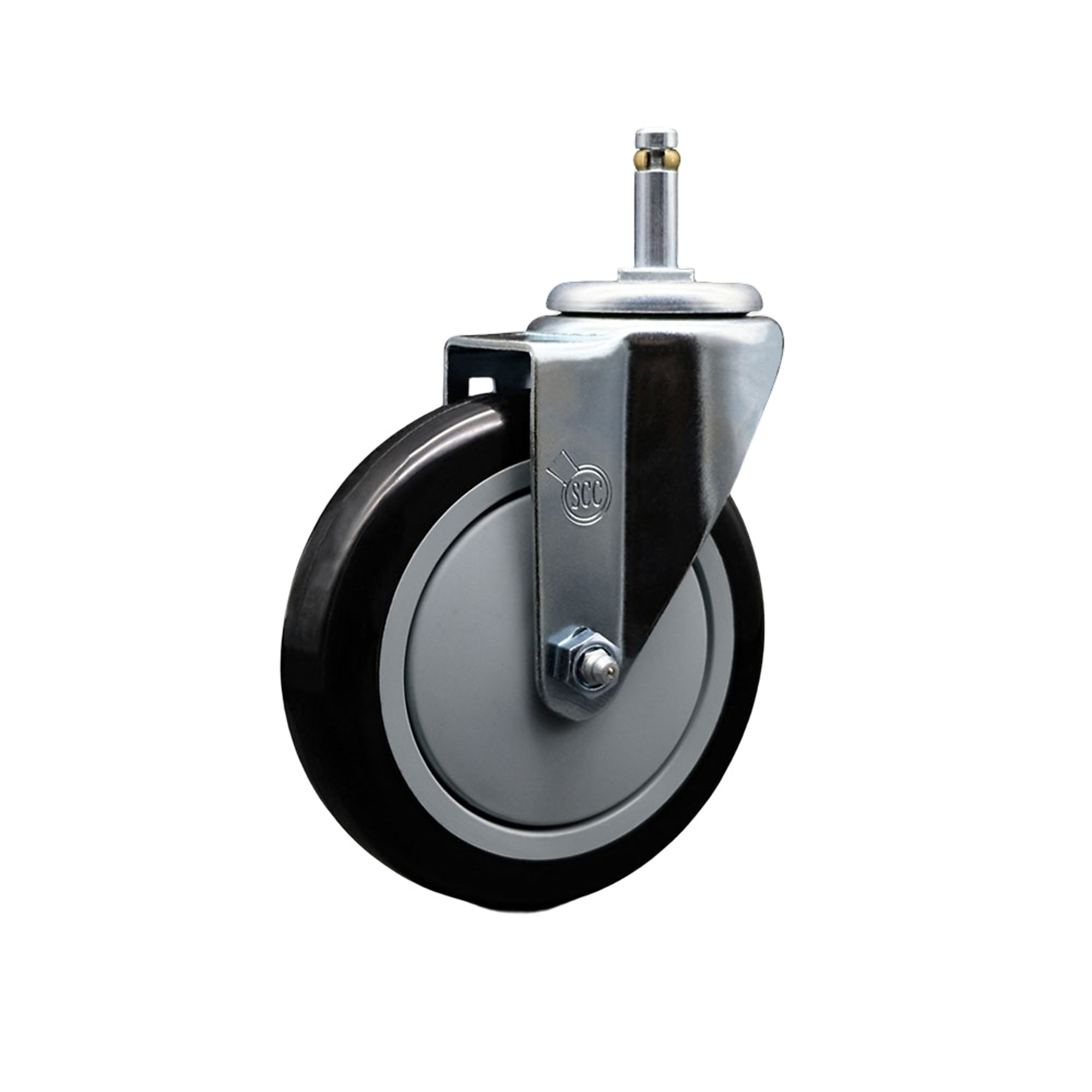 Service Caster, 5Inch x 1 1/4Inch Stem Caster, Wheel Diameter 5 in, Caster Type Swivel, Package (qty.) 1, Model SCC-GR20S514-PPUB-BLK-716138