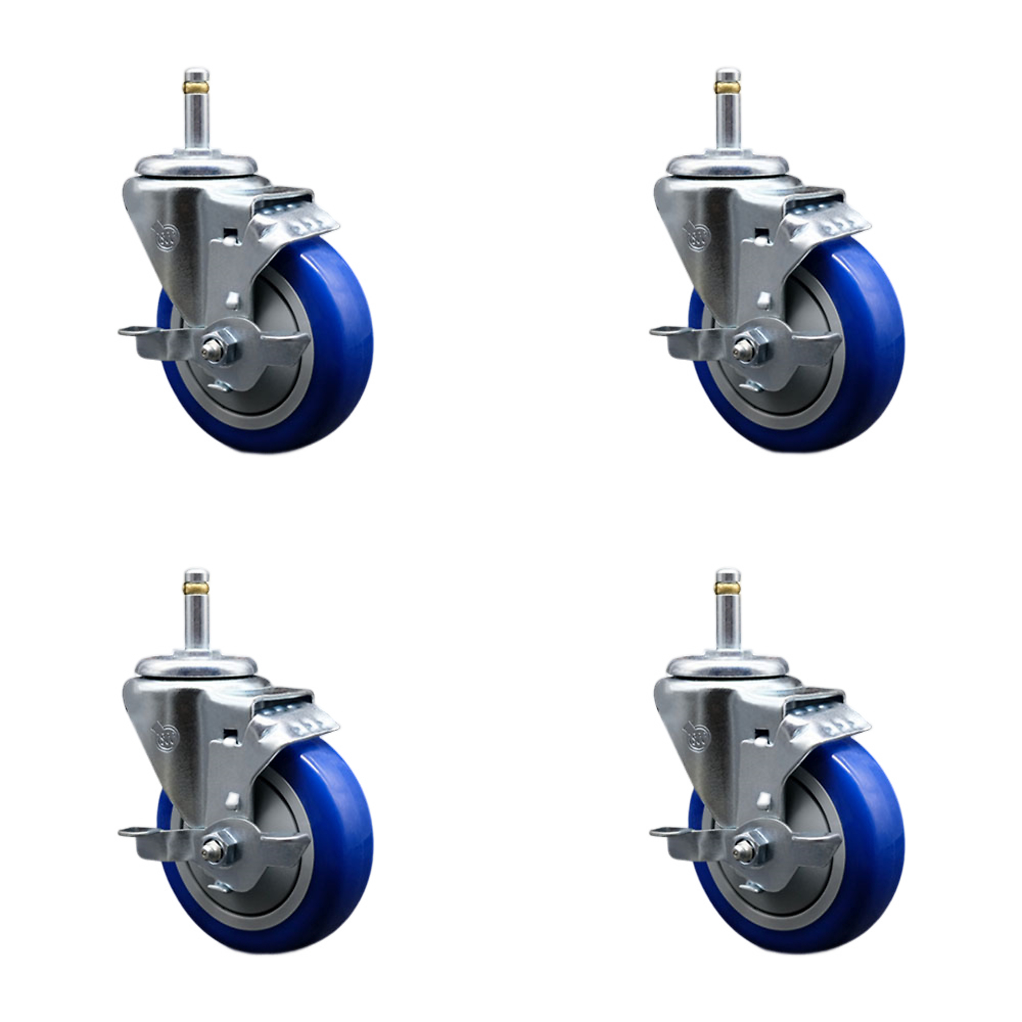 Service Caster, 4Inch x 1 1/4Inch Stem Casters, Wheel Diameter 4 in, Caster Type Swivel, Package (qty.) 4, Model SCC-GR20S414-PPUB-BLUE-TLB-716138-4