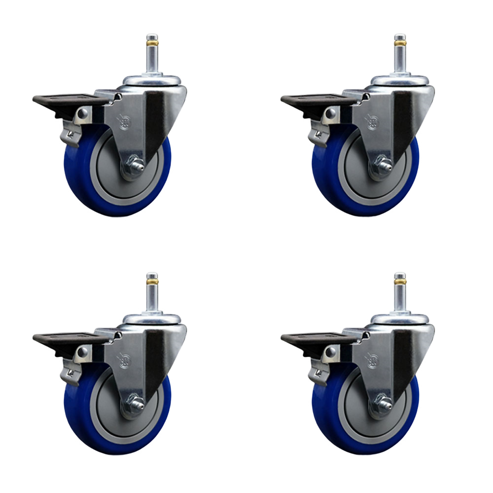 Service Caster, 4Inch x 1 1/4Inch Stem Casters, Wheel Diameter 4 in, Caster Type Swivel, Package (qty.) 4, Model SCC-GR20S414-PPUB-BLUE-PLB-716138-4