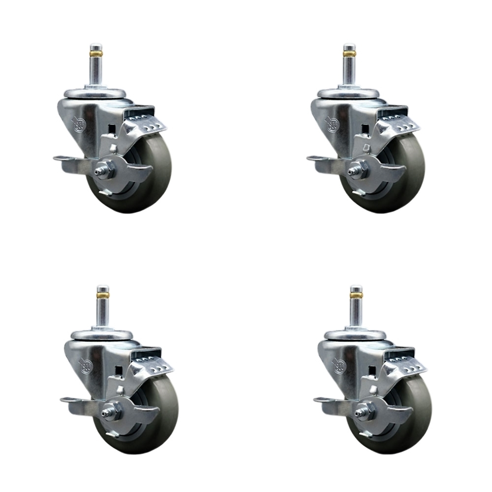 Service Caster, 3Inch x 1 1/4Inch Stem Casters, Wheel Diameter 3 in, Caster Type Swivel, Package (qty.) 4, Model SCC-GR20S314-PPUB-TLB-716138-4