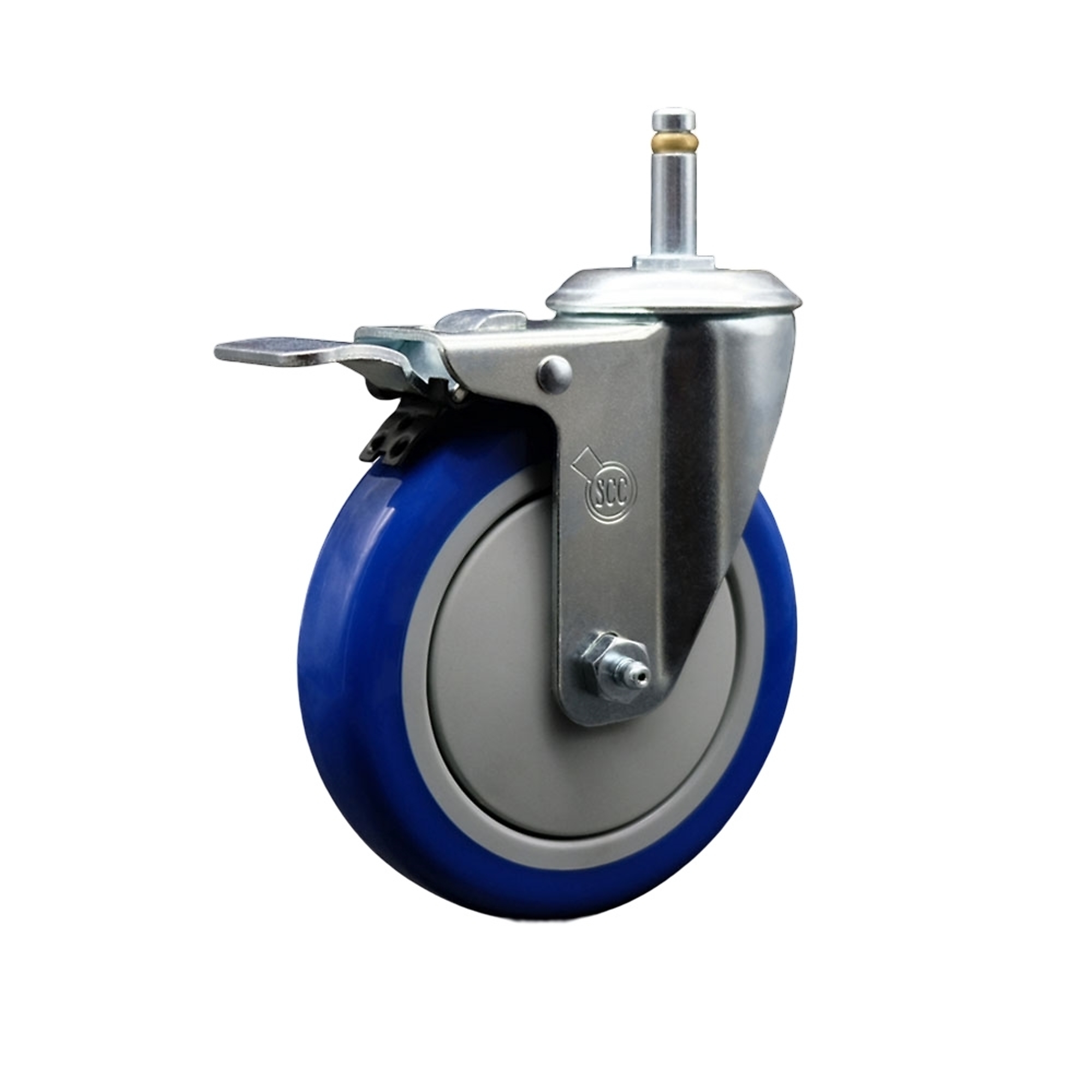 Service Caster, 5Inch x 1 1/4Inch Stem Caster, Wheel Diameter 5 in, Caster Type Swivel, Package (qty.) 1, Model SCC-GRTTL20S514-PPUB-BLUE-716138