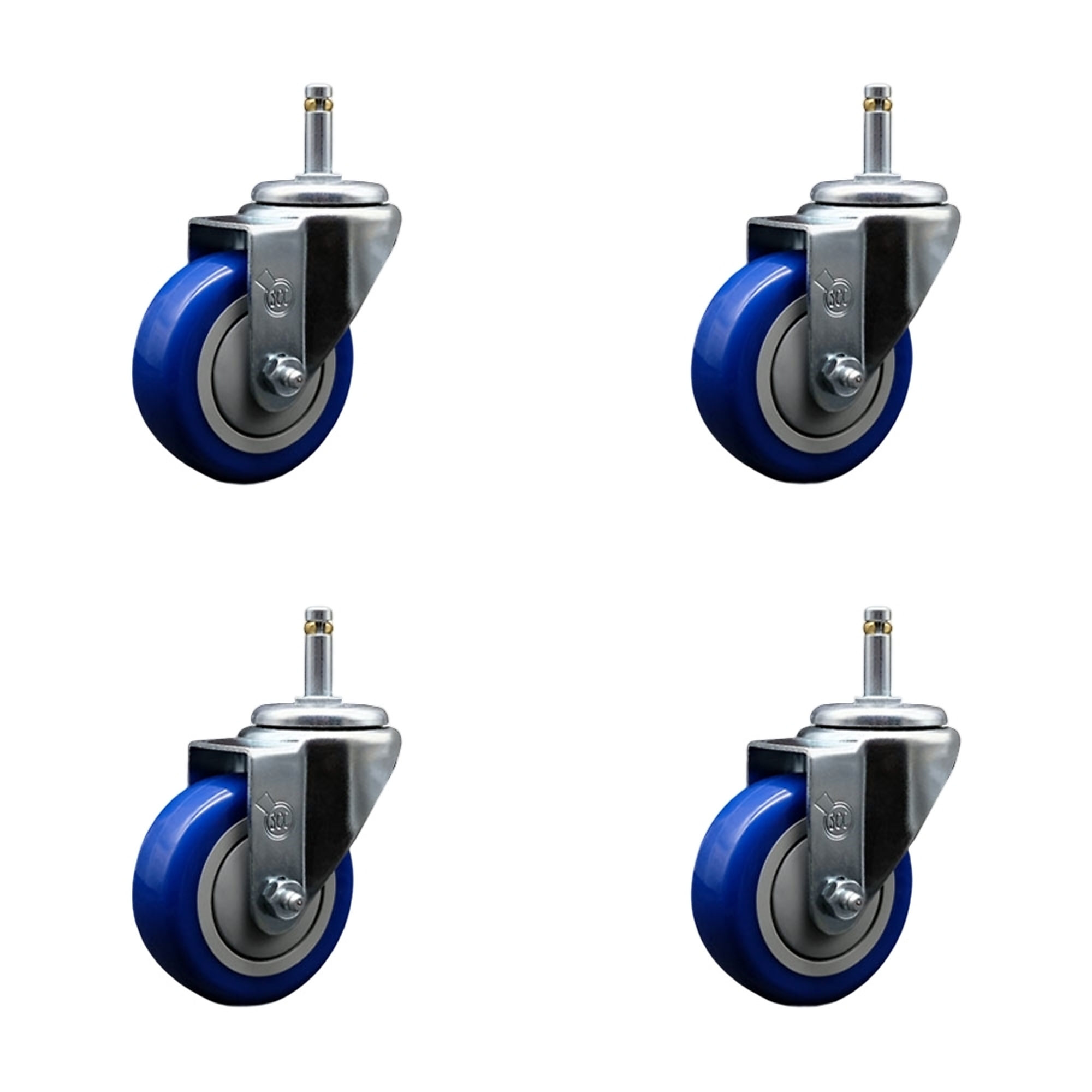 Service Caster, 3 1/2Inch x 1 1/4Inch Stem Casters, Wheel Diameter 3.5 in, Caster Type Swivel, Package (qty.) 4, Model SCC-GR20S3514-PPUB-BLUE-716138-