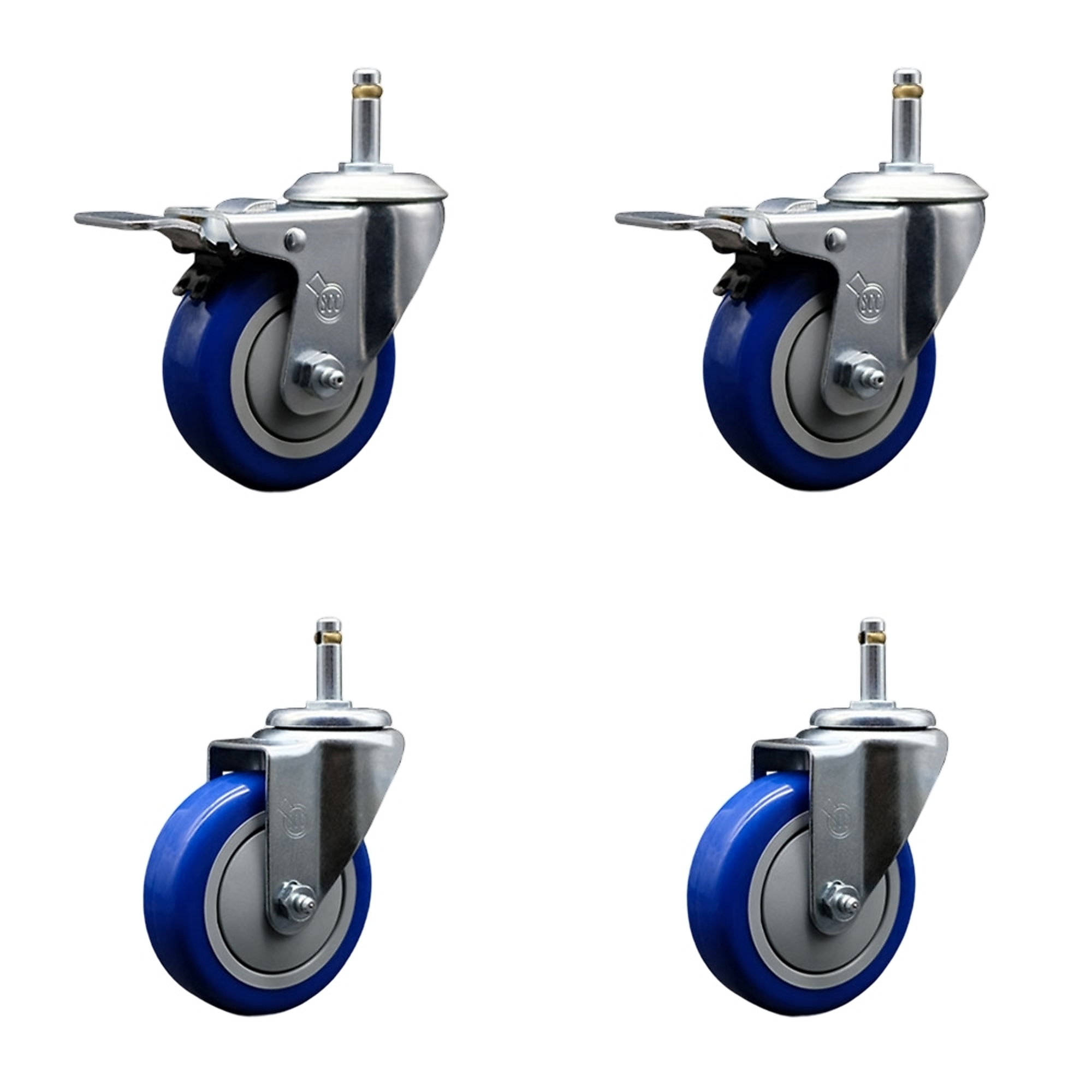 Service Caster, 4Inch x 1 1/4Inch Stem Casters, Wheel Diameter 4 in, Caster Type Swivel, Package (qty.) 4, Model SCC-GRTTL20S414-PPUB-BLUE-716138-2S2