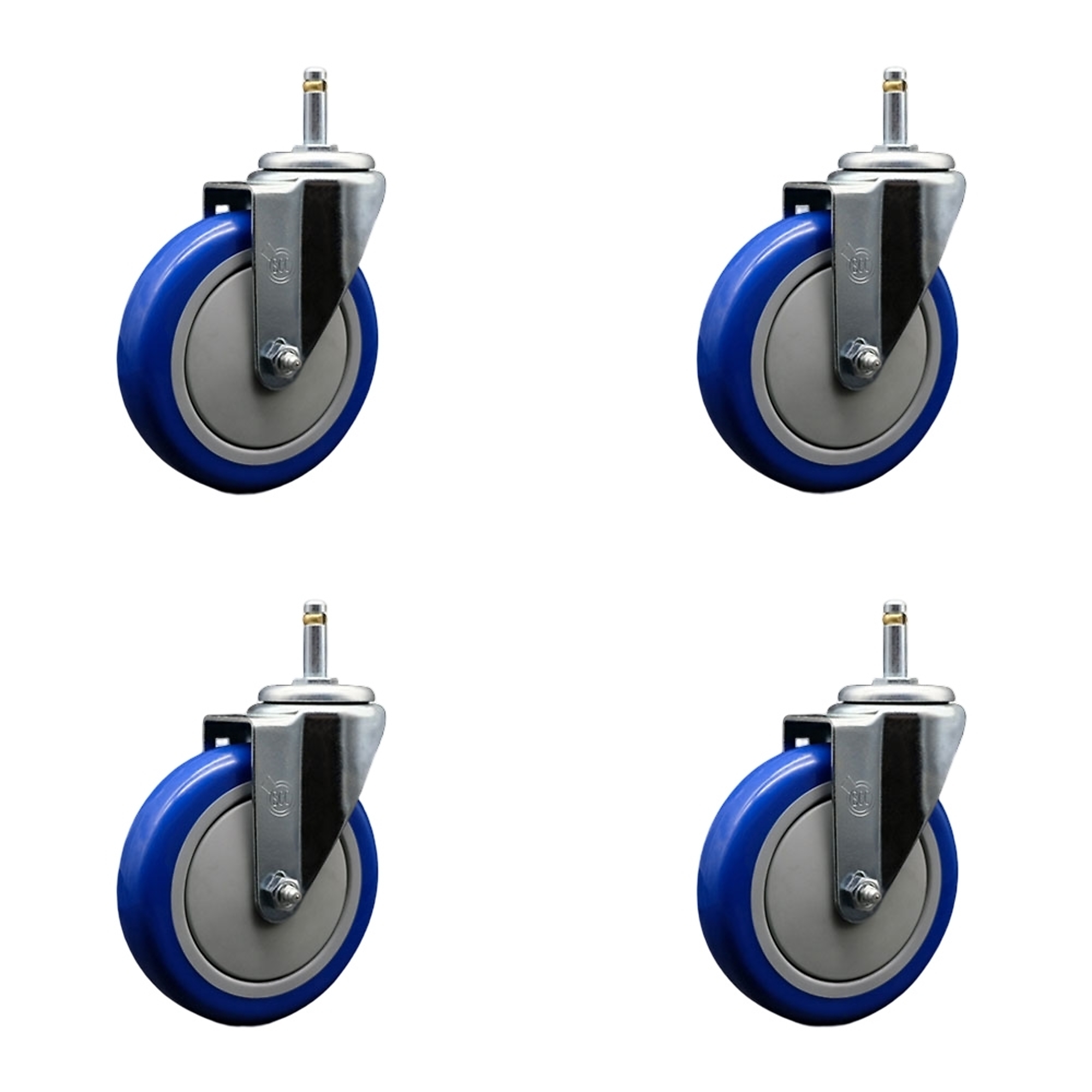 Service Caster, 5Inch x 1 1/4Inch Stem Casters, Wheel Diameter 5 in, Caster Type Swivel, Package (qty.) 4, Model SCC-GR20S514-PPUB-BLUE-716138-4