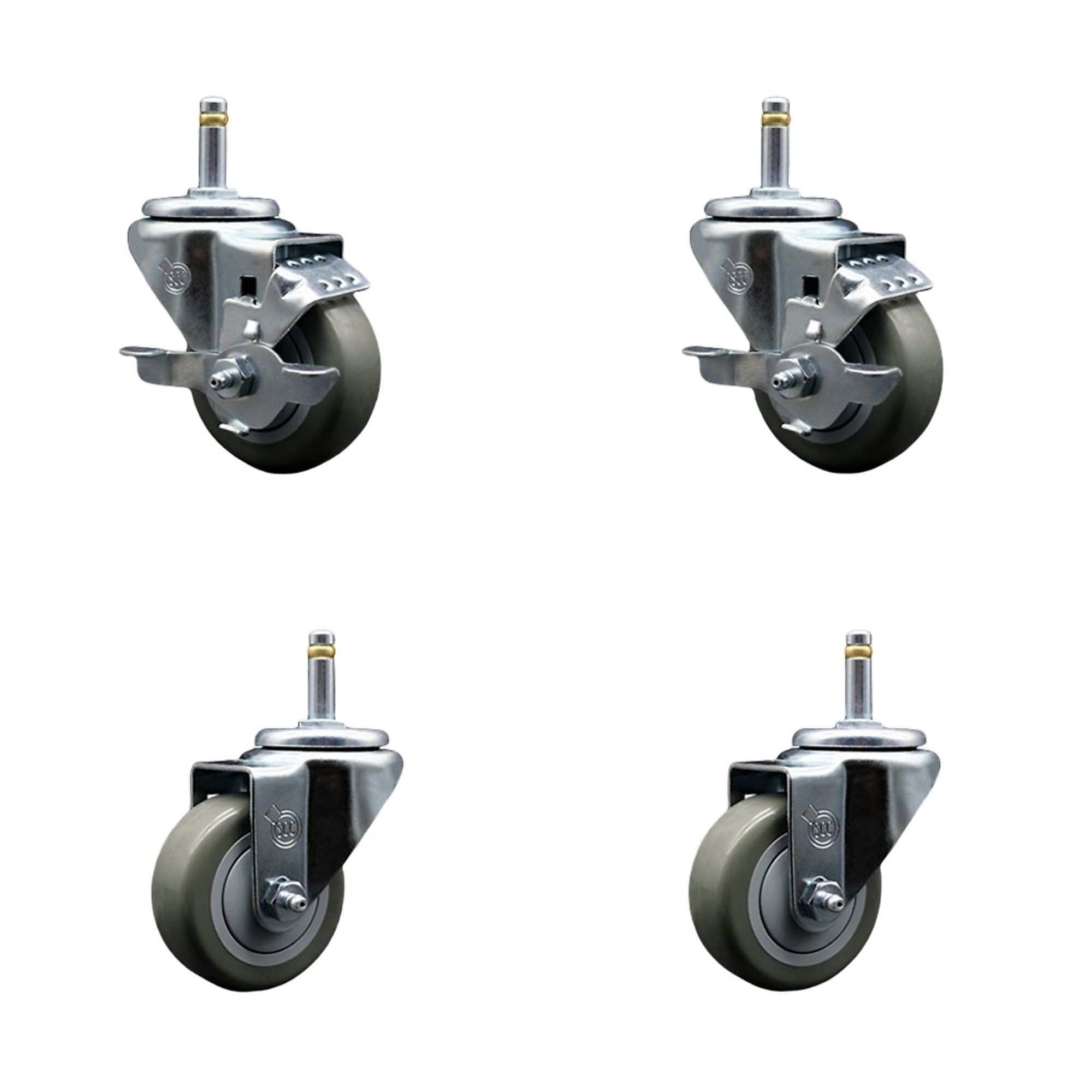 Service Caster, 3Inch x 1 1/4Inch Stem Casters, Wheel Diameter 3 in, Caster Type Swivel, Package (qty.) 4, Model SCC-GR20S314-PPUB-TLB-716138-2-S-2