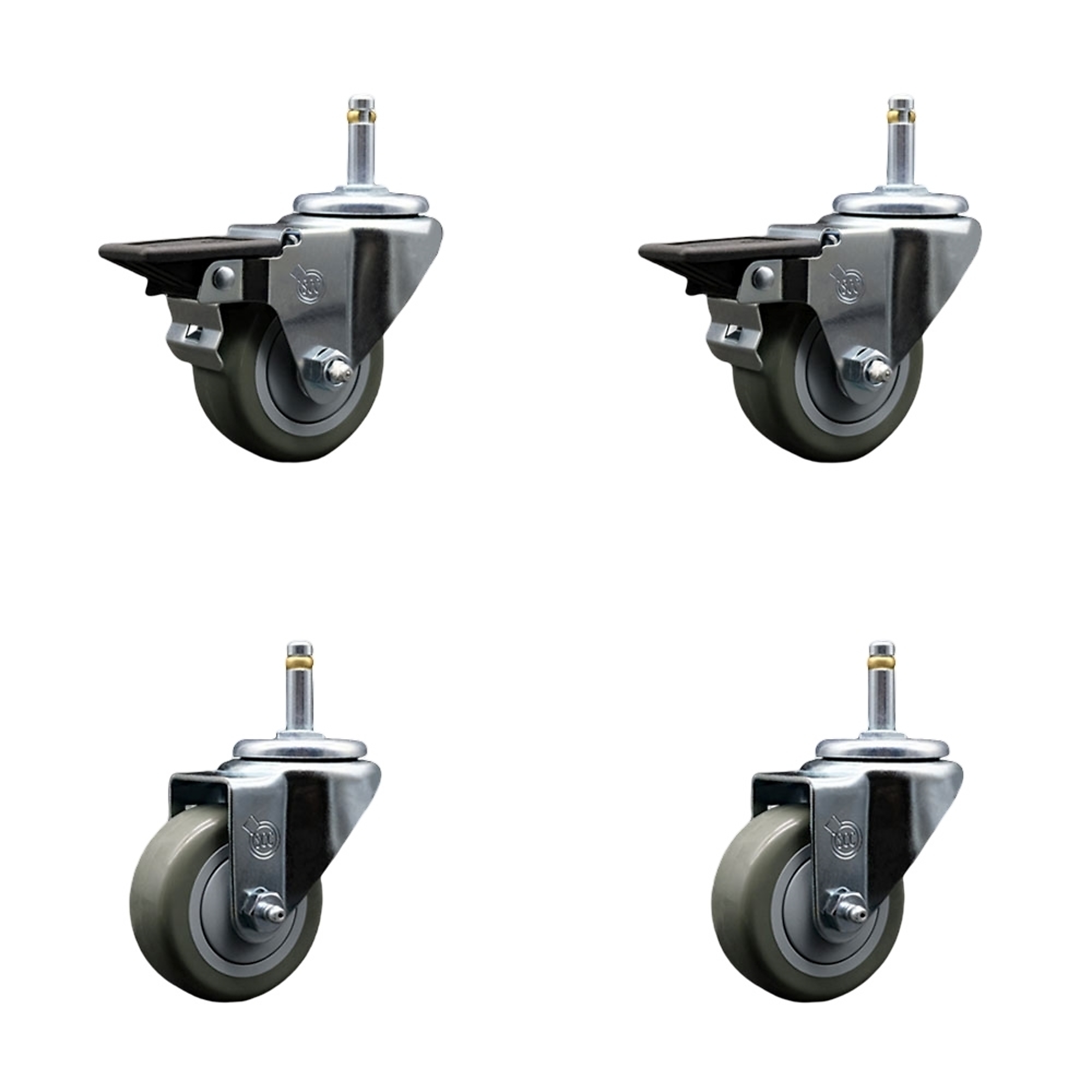 Service Caster, 3Inch x 1 1/4Inch Stem Casters, Wheel Diameter 3 in, Caster Type Swivel, Package (qty.) 4, Model SCC-GR20S314-PPUB-PLB-716138-2-S-2