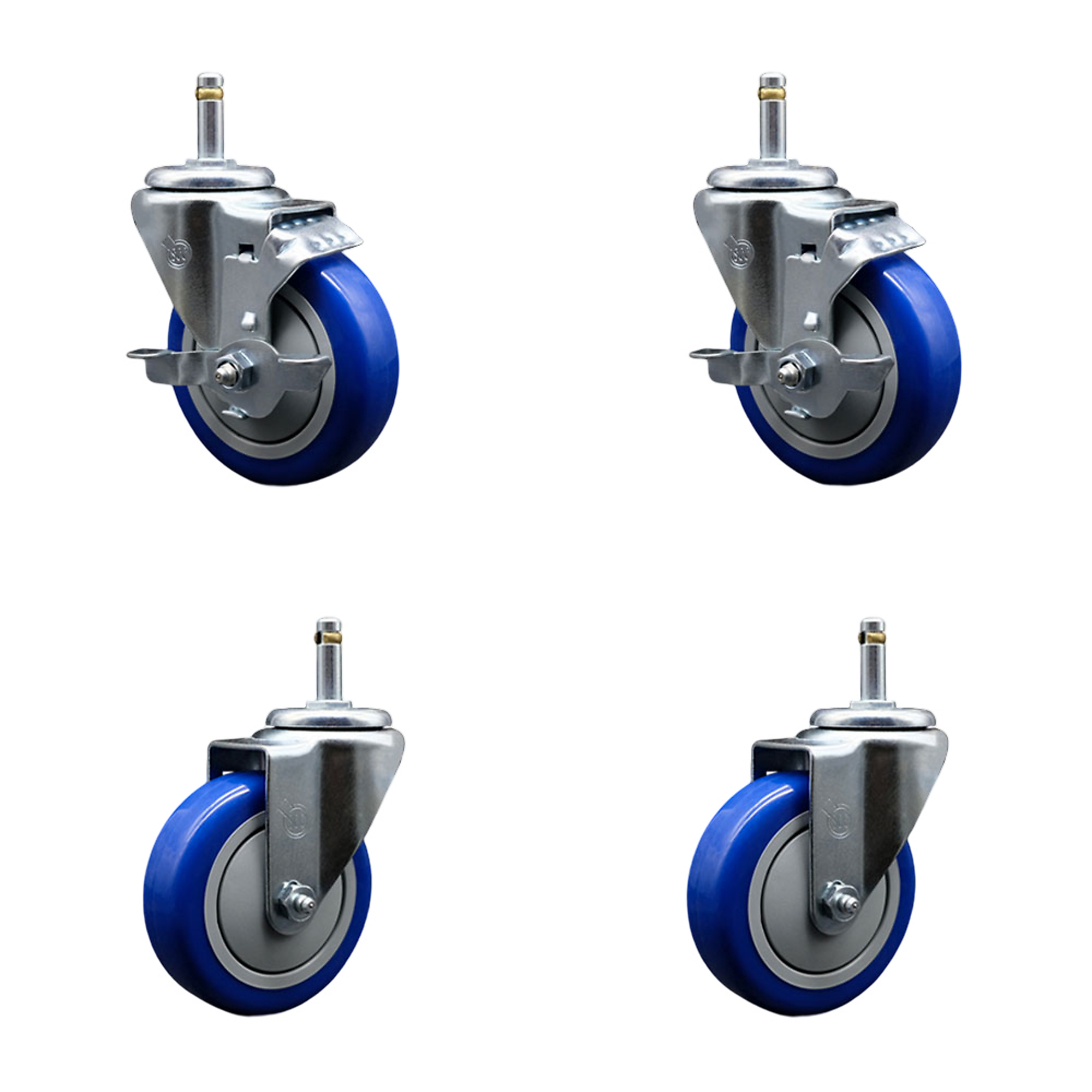 Service Caster, 4Inch x 1 1/4Inch Stem Casters, Wheel Diameter 4 in, Caster Type Swivel, Package (qty.) 4, Model GR20S414-PPUB-BLUE-TLB-716138-2-S-2