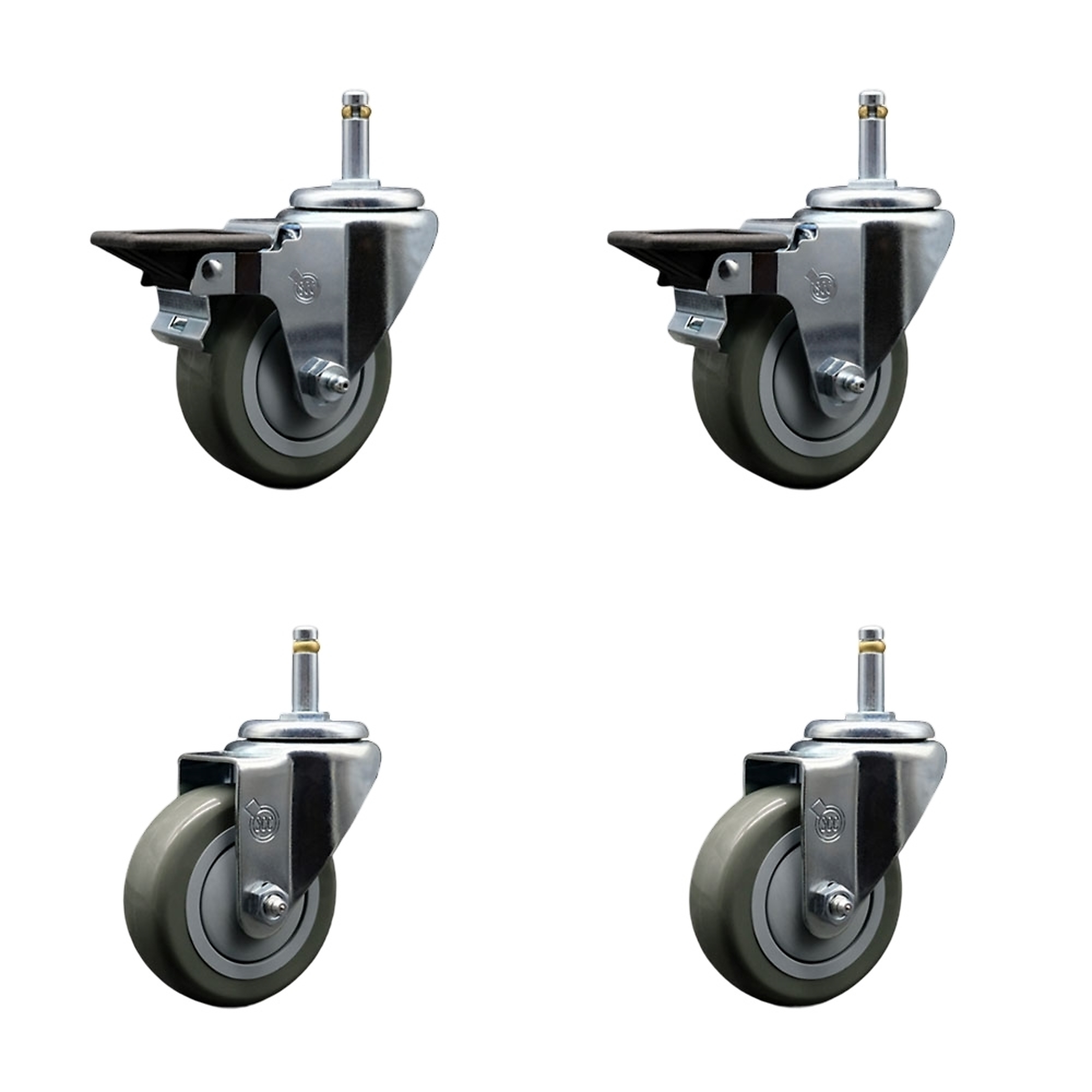 Service Caster, 3 1/2Inch x 1 1/4Inch Stem Casters, Wheel Diameter 3.5 in, Caster Type Swivel, Package (qty.) 4, Model SCC-GR20S3514-PPUB-PLB-716138-2