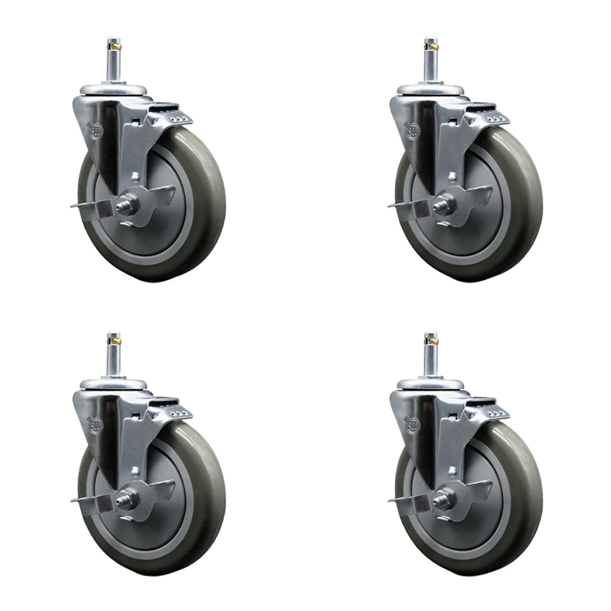 Service Caster, 5Inch x 1 1/4Inch Stem Casters, Wheel Diameter 5 in, Caster Type Swivel, Package (qty.) 4, Model SCC-GR20S514-PPUB-TLB-716138-4