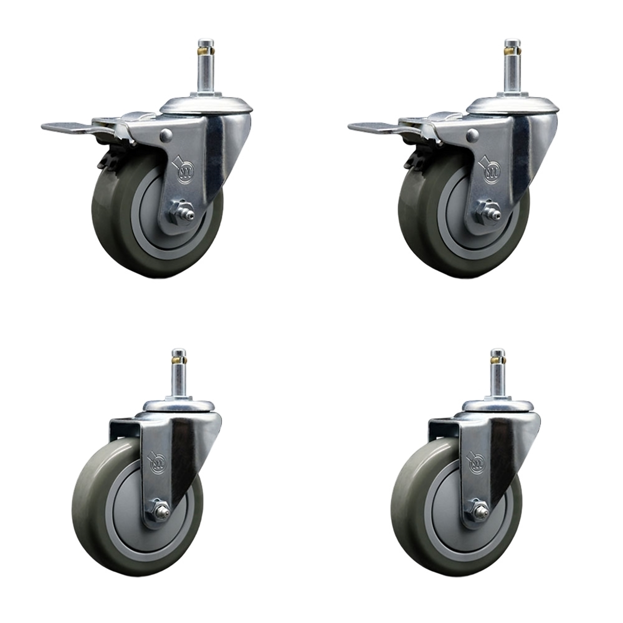 Service Caster, 4Inch x 1 1/4Inch Stem Casters, Wheel Diameter 4 in, Caster Type Swivel, Package (qty.) 4, Model SCC-GRTTL20S414-PPUB-716138-2-S-2