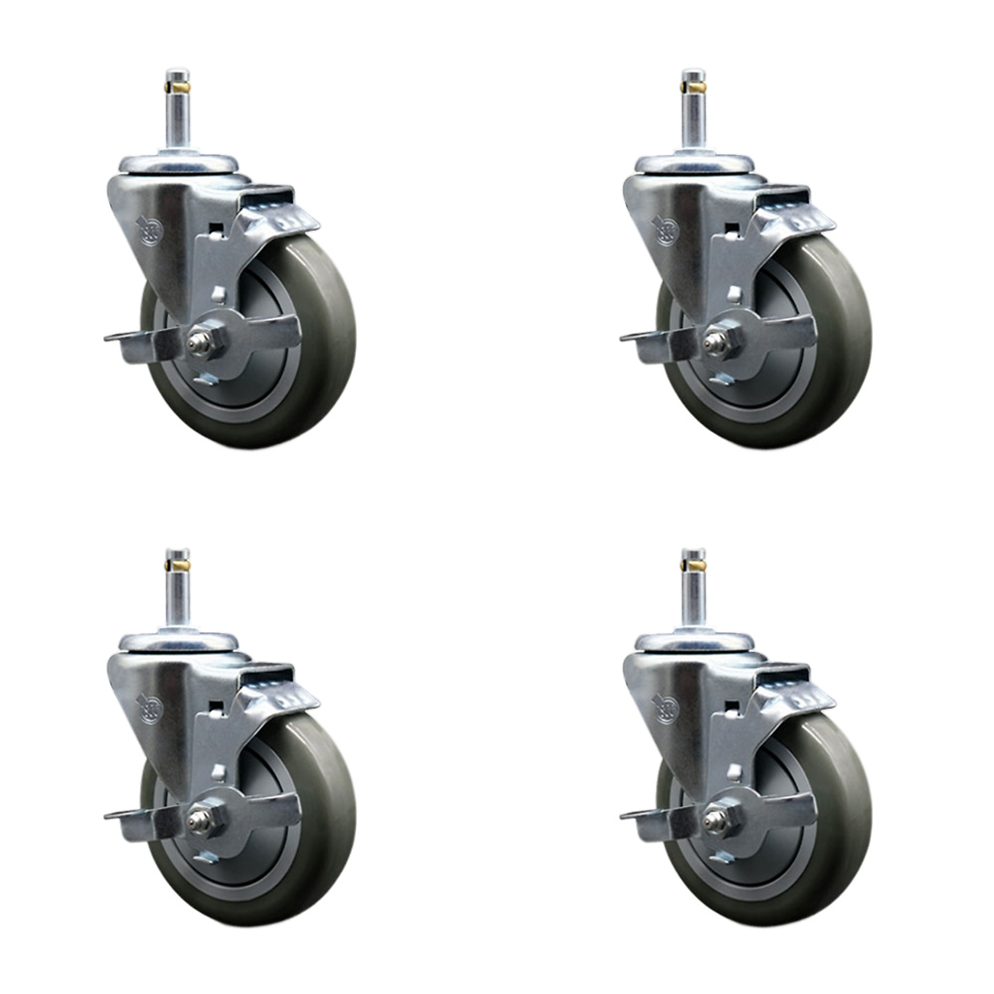 Service Caster, 4Inch x 1 1/4Inch Stem Casters, Wheel Diameter 4 in, Caster Type Swivel, Package (qty.) 4, Model SCC-GR20S414-PPUB-TLB-716138-4