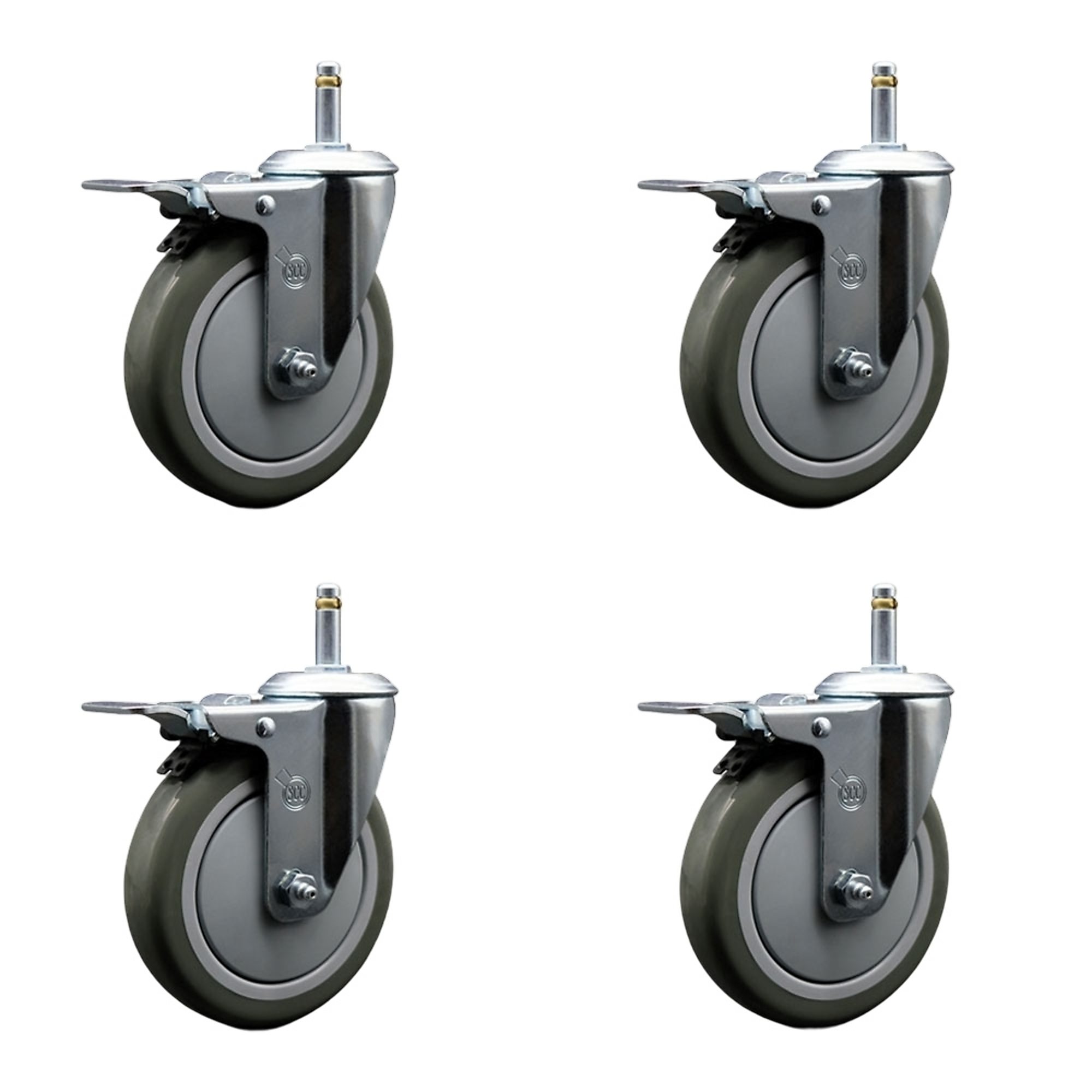 Service Caster, 5Inch x 1 1/4Inch Stem Casters, Wheel Diameter 5 in, Caster Type Swivel, Package (qty.) 4, Model SCC-GRTTL20S514-PPUB-716138-4