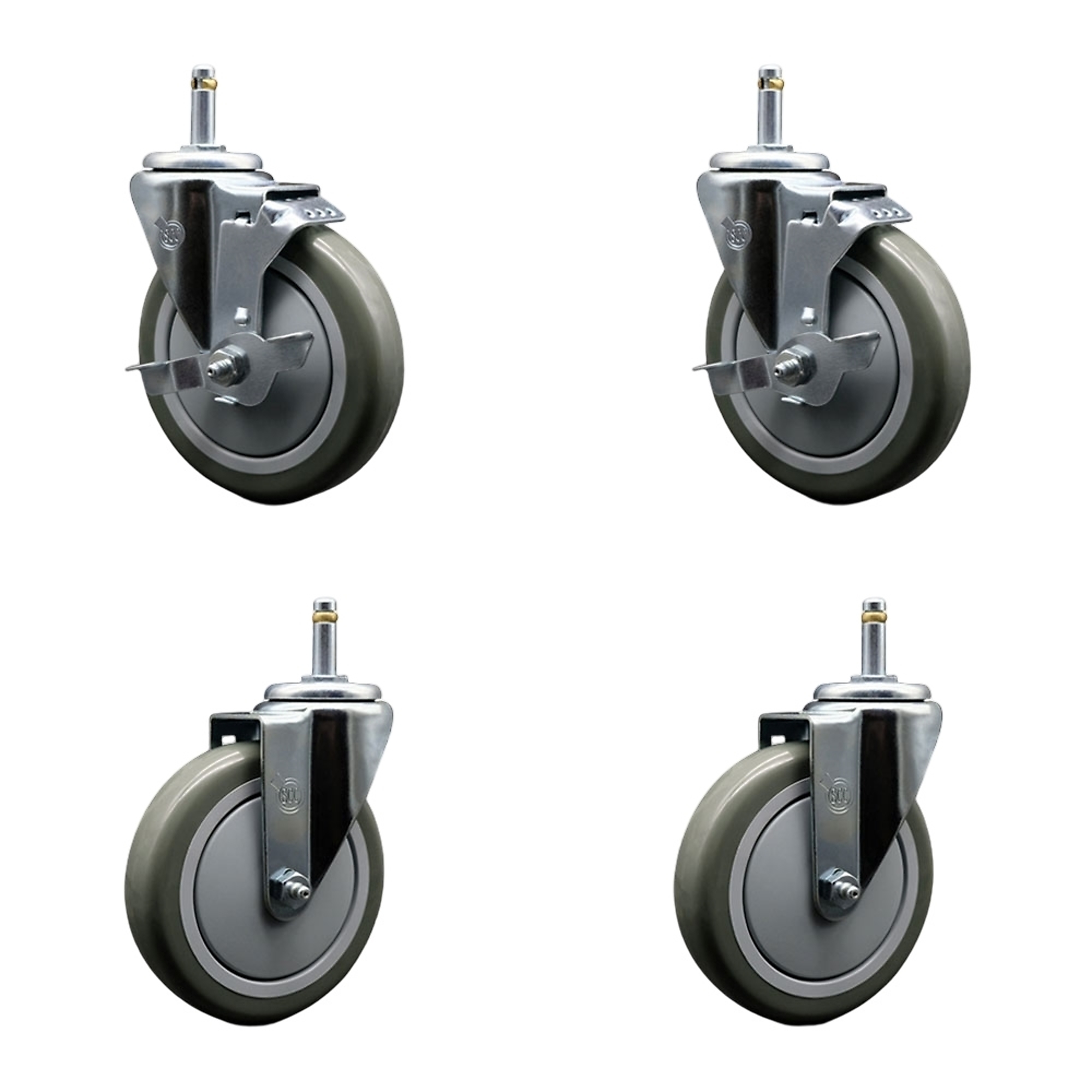 Service Caster, 5Inch x 1 1/4Inch Stem Casters, Wheel Diameter 5 in, Caster Type Swivel, Package (qty.) 4, Model SCC-GR20S514-PPUB-TLB-716138-2-S-2