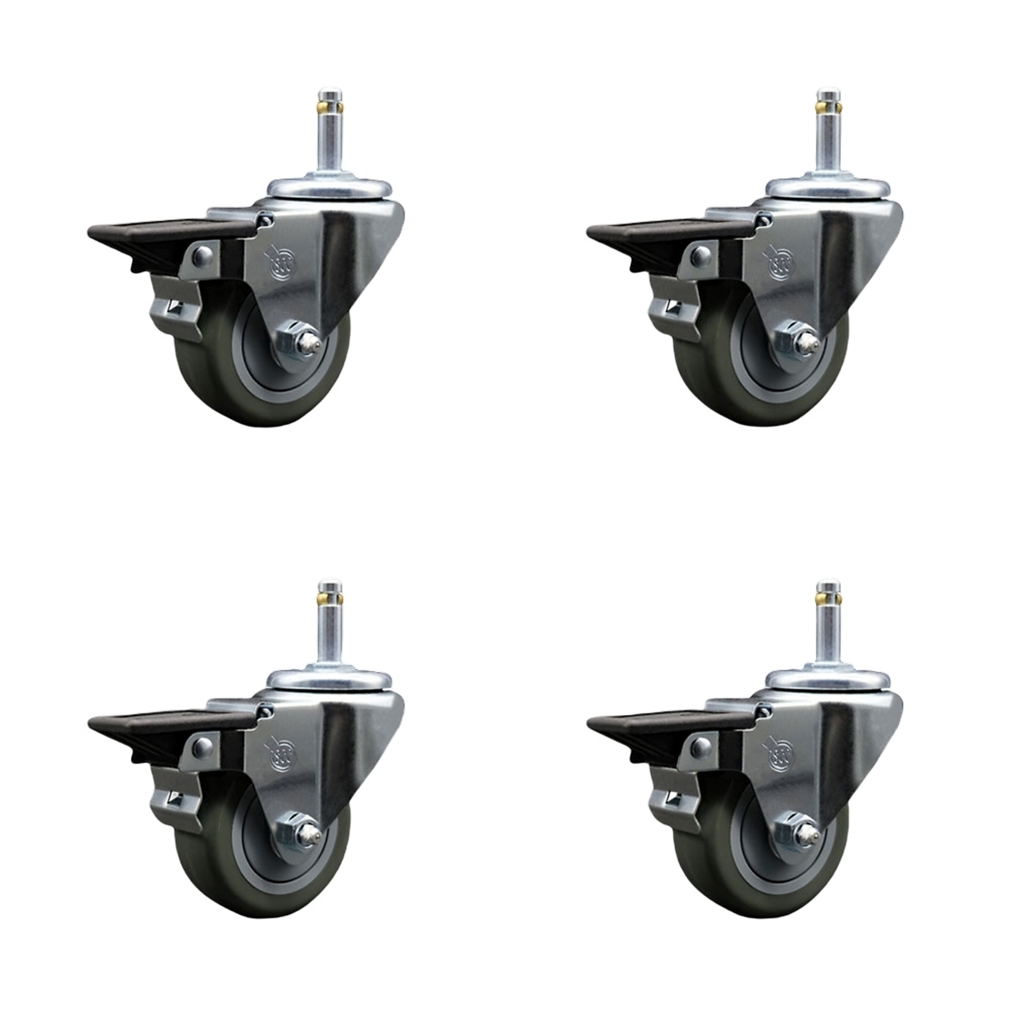 Service Caster, 3Inch x 1 1/4Inch Stem Casters, Wheel Diameter 3 in, Caster Type Swivel, Package (qty.) 4, Model SCC-GR20S314-PPUB-PLB-716138-4