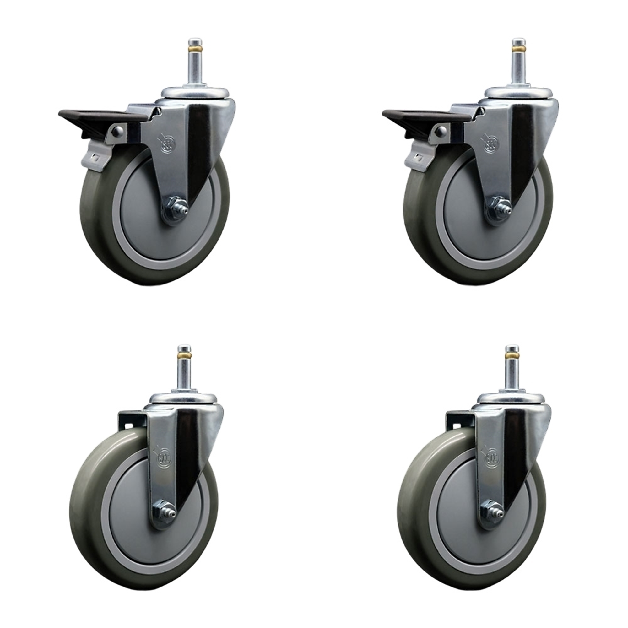 Service Caster, 5Inch x 1 1/4Inch Stem Casters, Wheel Diameter 5 in, Caster Type Swivel, Package (qty.) 4, Model SCC-GR20S514-PPUB-PLB-716138-2-S-2