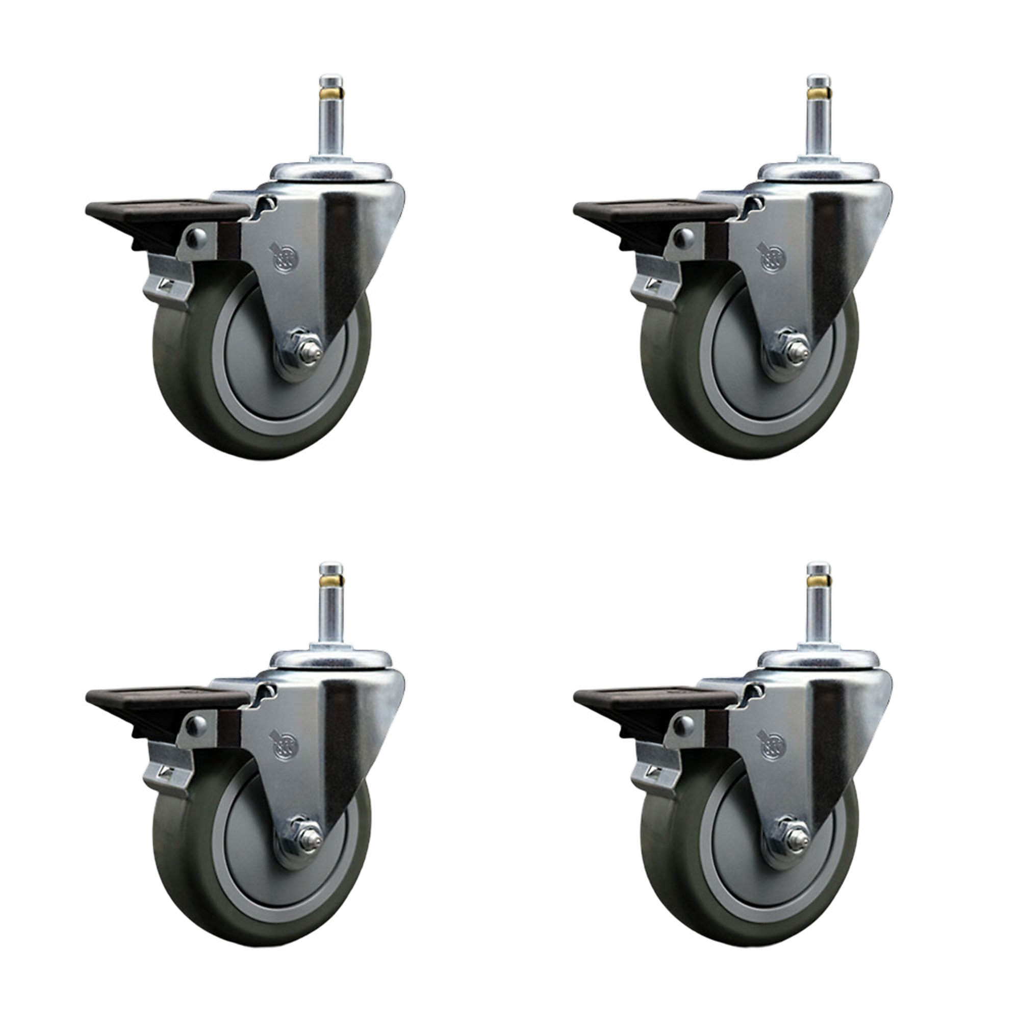 Service Caster, 4Inch x 1 1/4Inch Stem Casters, Wheel Diameter 4 in, Caster Type Swivel, Package (qty.) 4, Model SCC-GR20S414-PPUB-PLB-716138-4