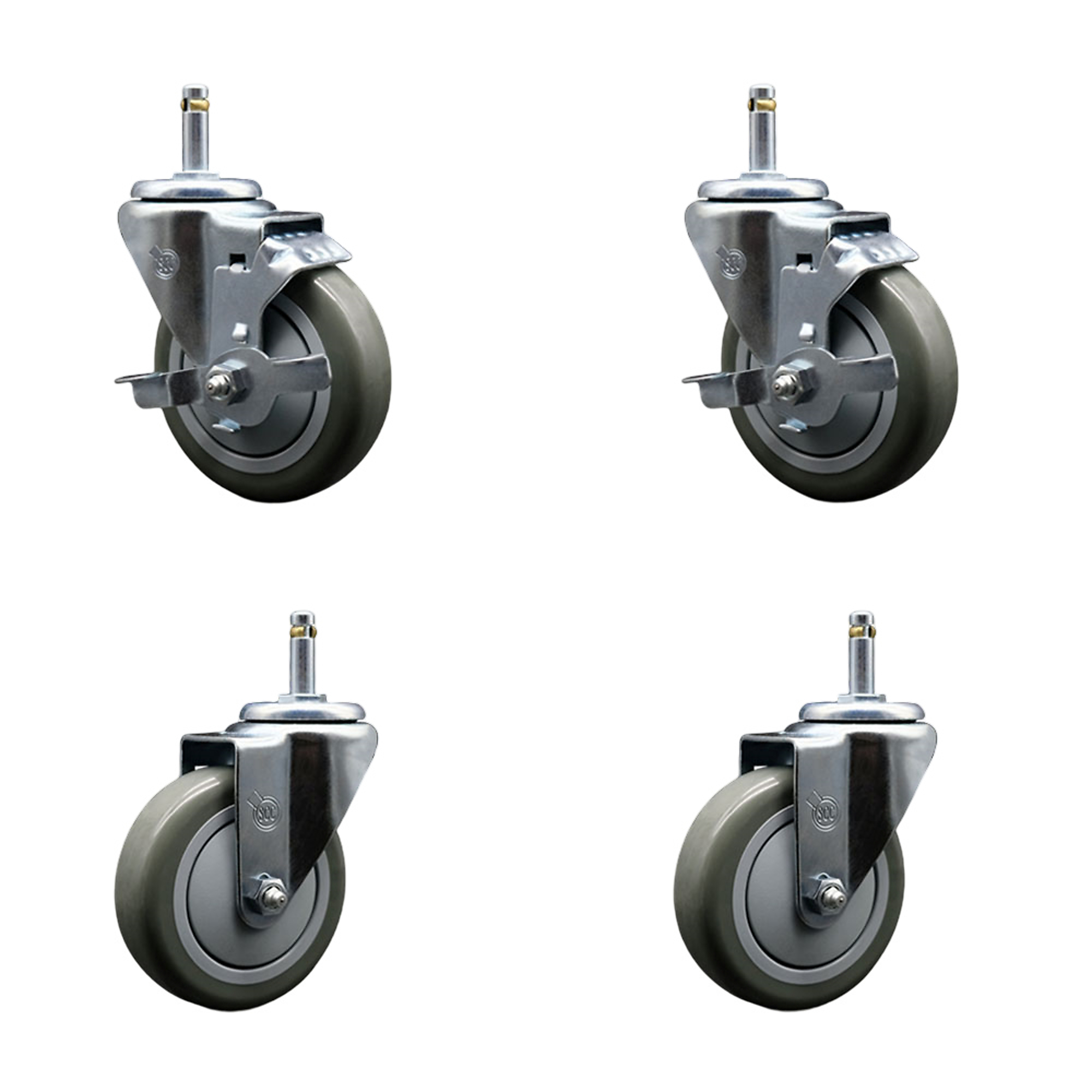 Service Caster, 4Inch x 1 1/4Inch Stem Casters, Wheel Diameter 4 in, Caster Type Swivel, Package (qty.) 4, Model SCC-GR20S414-PPUB-TLB-716138-2-S-2