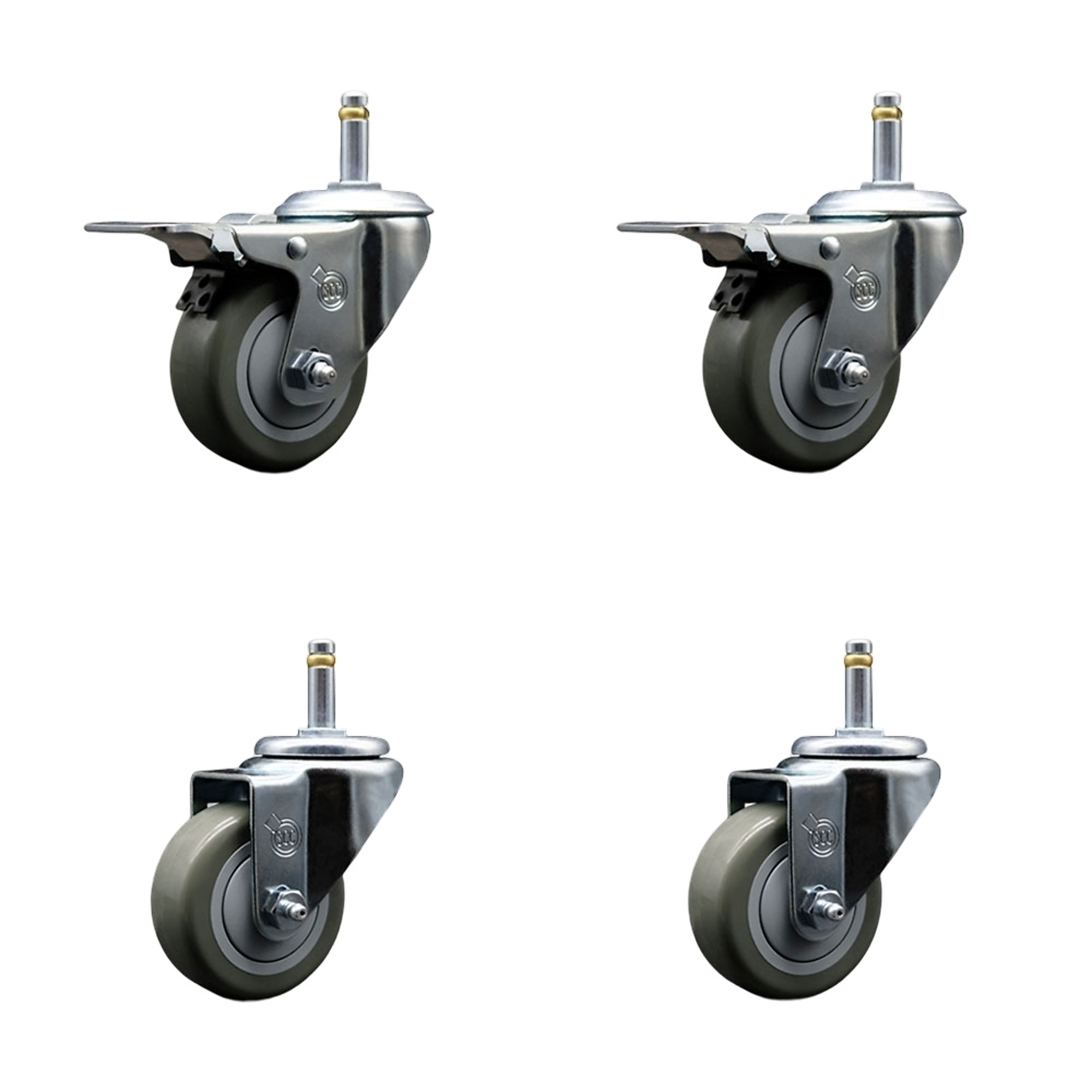 Service Caster, 3Inch x 1 1/4Inch Stem Casters, Wheel Diameter 3 in, Caster Type Swivel, Package (qty.) 4, Model SCC-GRTTL20S314-PPUB-716138-2-S-2