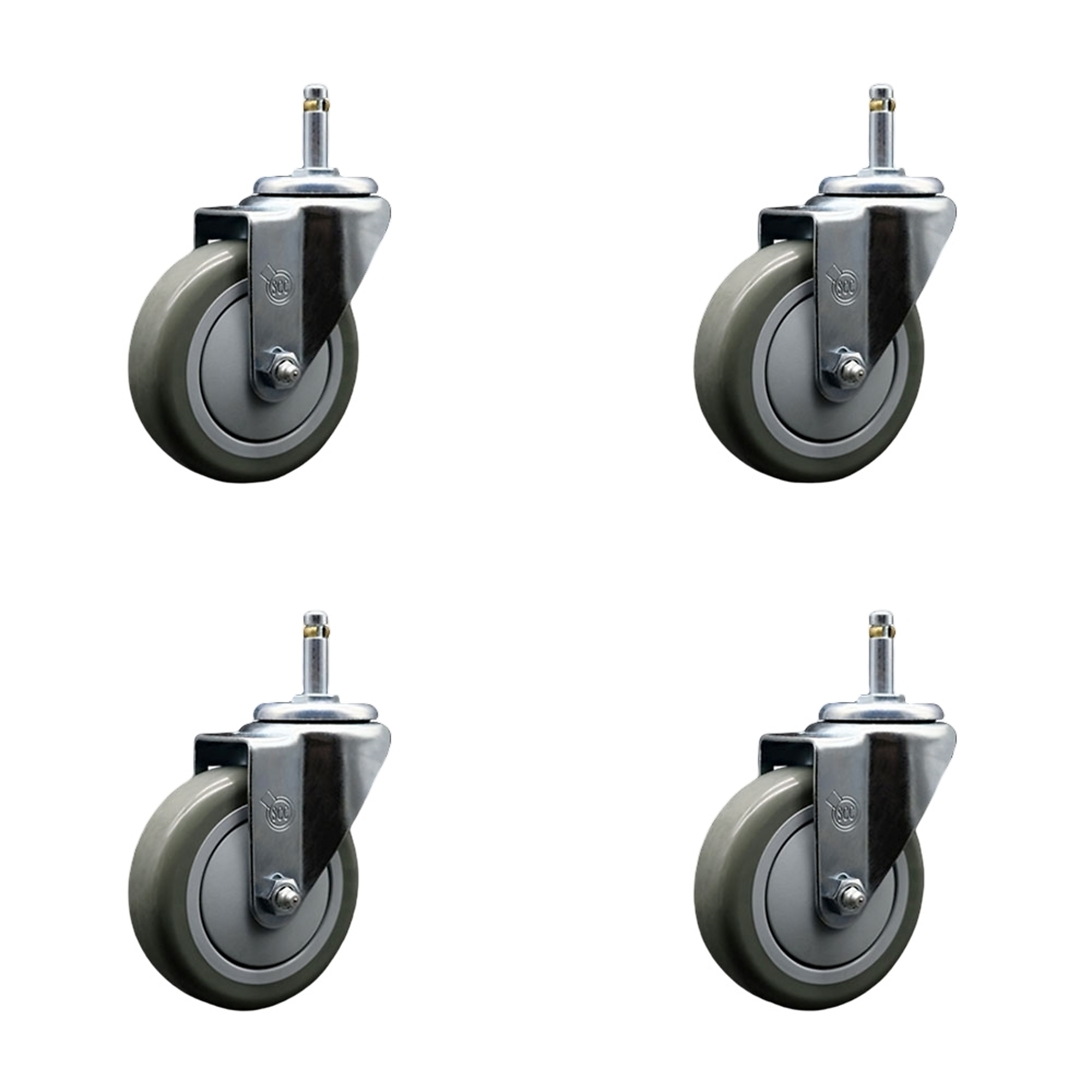 Service Caster, 4Inch x 1 1/4Inch Stem Casters, Wheel Diameter 4 in, Caster Type Swivel, Package (qty.) 4, Model SCC-GR20S414-PPUB-716138-4