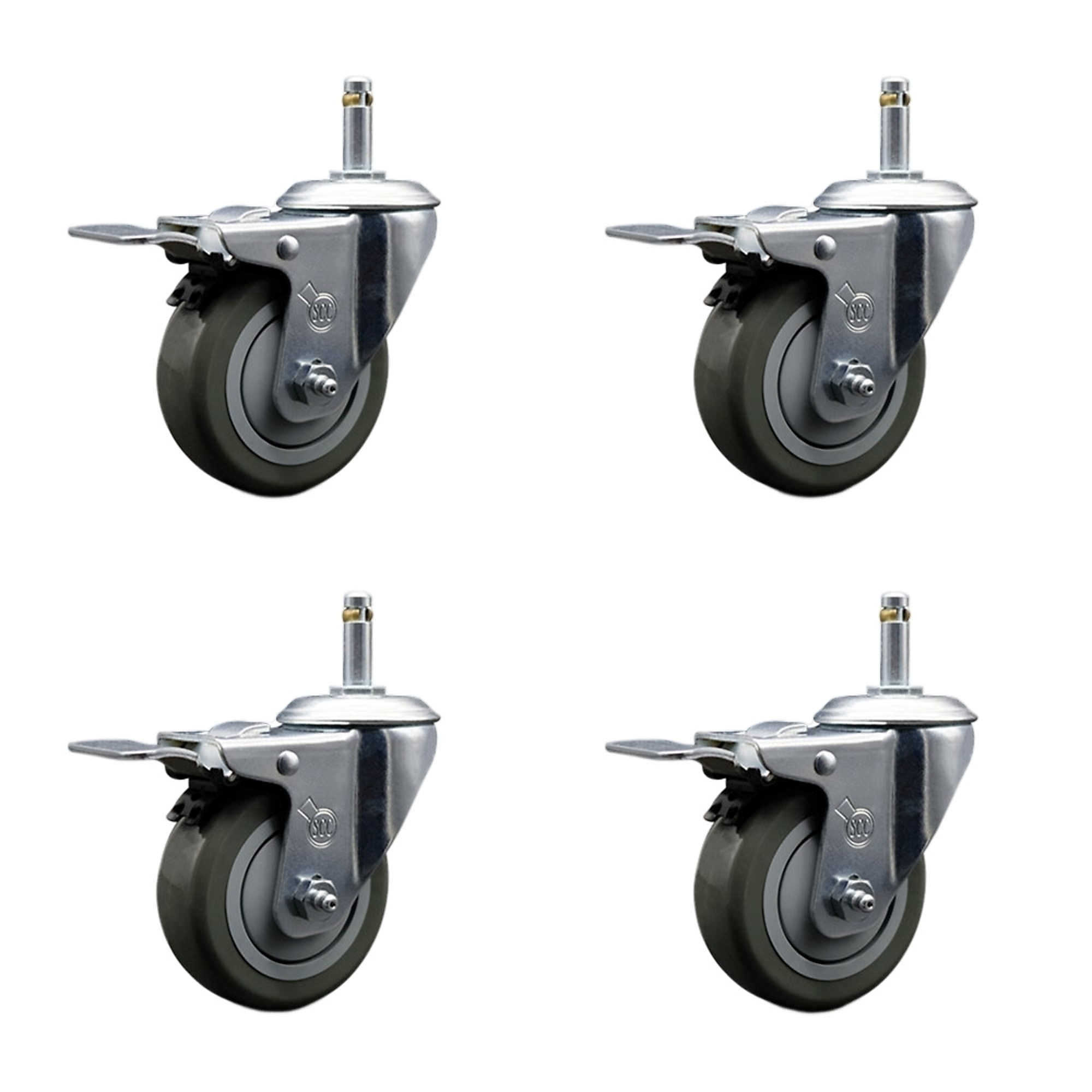 Service Caster, 4Inch x 1 1/4Inch Stem Casters, Wheel Diameter 4 in, Caster Type Swivel, Package (qty.) 4, Model SCC-GRTTL20S414-PPUB-716138-4